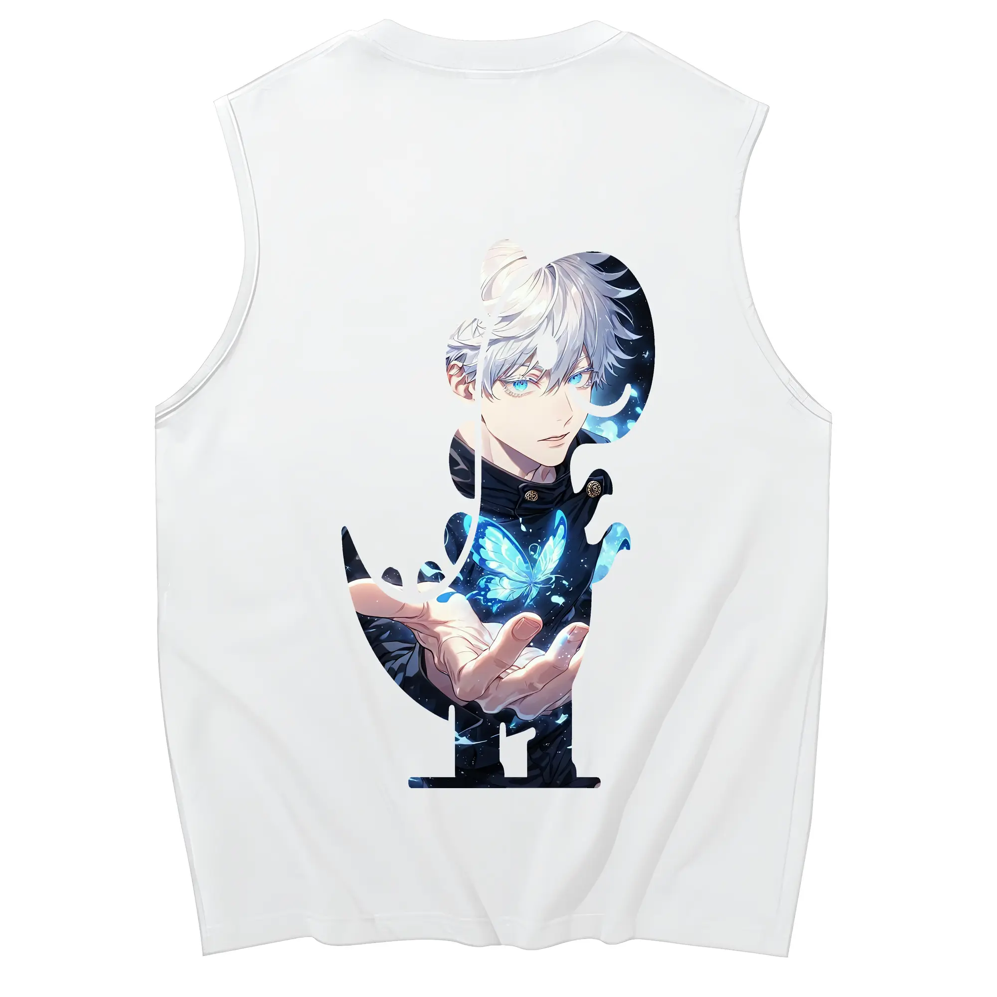 呪術廻戦 グッズ,五条 悟 - コットン100％ タンクトップ ・ 背面プリント ・ タイトシルエット ・ 快適 通気性 ・ スポーツ カジュアル 散歩用