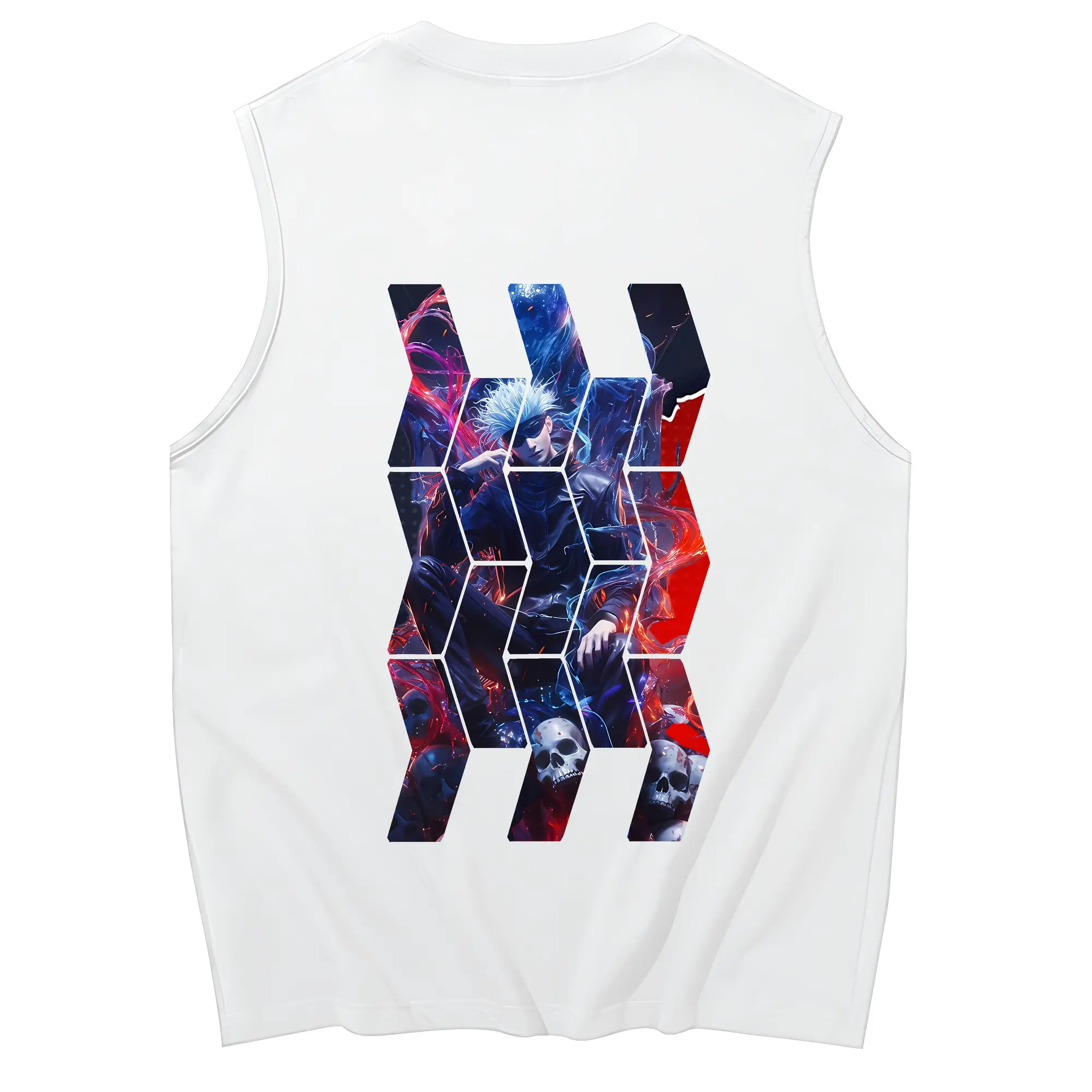呪術廻戦 グッズ,五条 悟 - コットン100％ タンクトップ ・ 背面プリント ・ タイトシルエット ・ 快適 通気性 ・ スポーツ カジュアル 散歩用