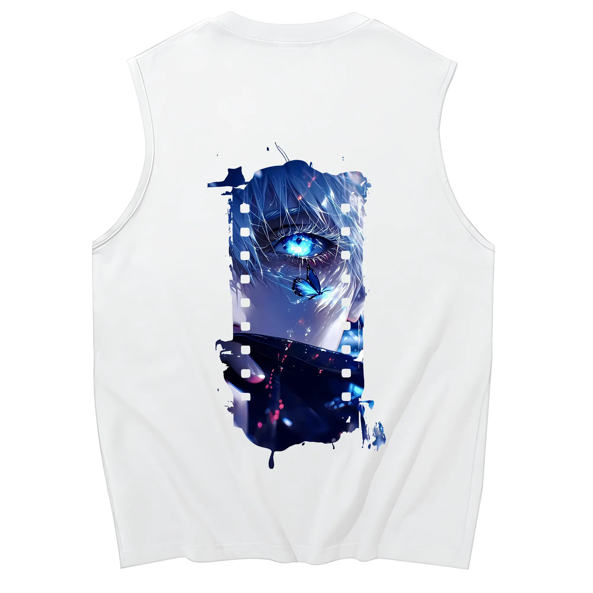 呪術廻戦 グッズ,五条 悟 - コットン100％ タンクトップ ・ 背面プリント ・ タイトシルエット ・ 快適 通気性 ・ スポーツ カジュアル 散歩用