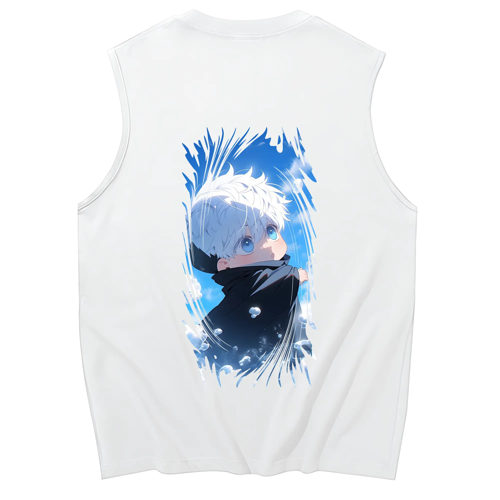 呪術廻戦 グッズ,五条 悟 - コットン100％ タンクトップ ・ 背面プリント ・ タイトシルエット ・ 快適 通気性 ・ スポーツ カジュアル 散歩用