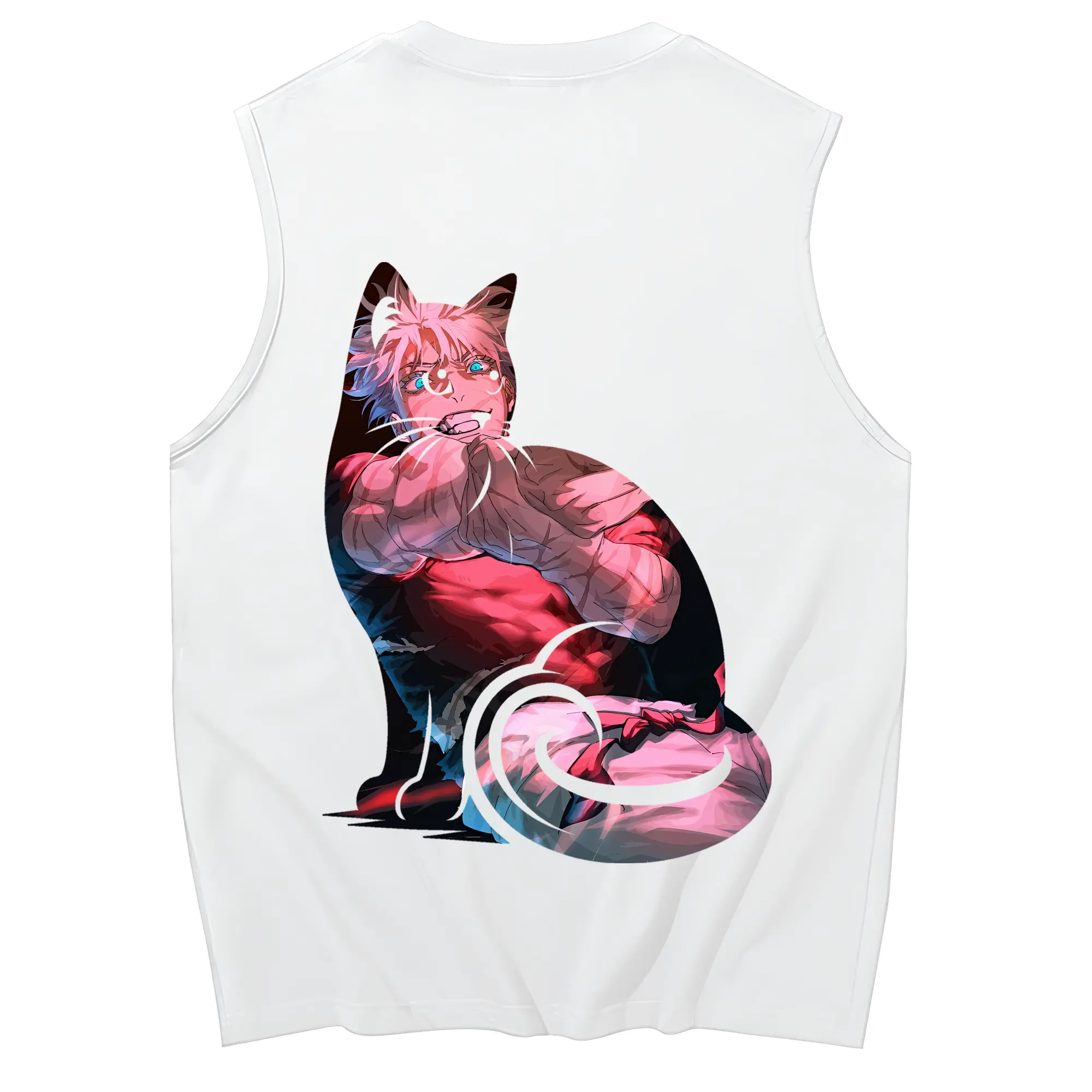 呪術廻戦 グッズ,五条 悟 - コットン100％ タンクトップ ・ 背面プリント ・ タイトシルエット ・ 快適 通気性 ・ スポーツ カジュアル 散歩用