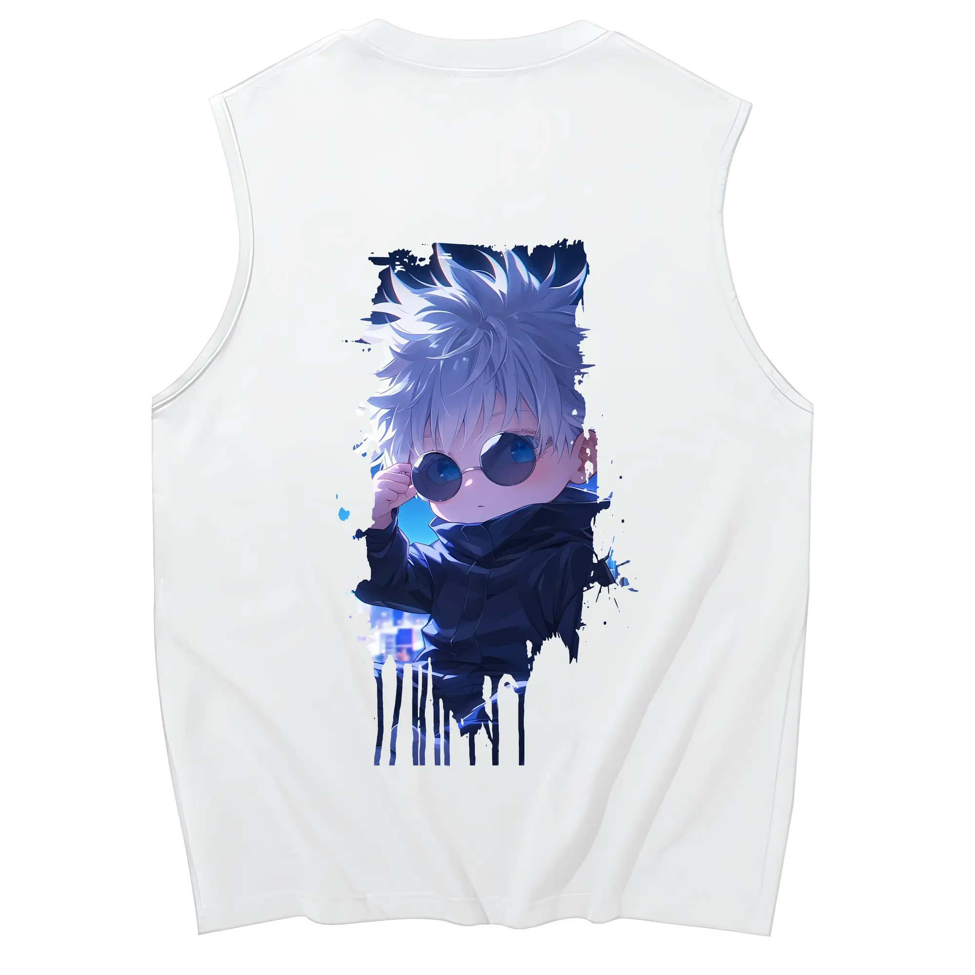 呪術廻戦 グッズ,五条 悟 - コットン100％ タンクトップ ・ 背面プリント ・ タイトシルエット ・ 快適 通気性 ・ スポーツ カジュアル 散歩用