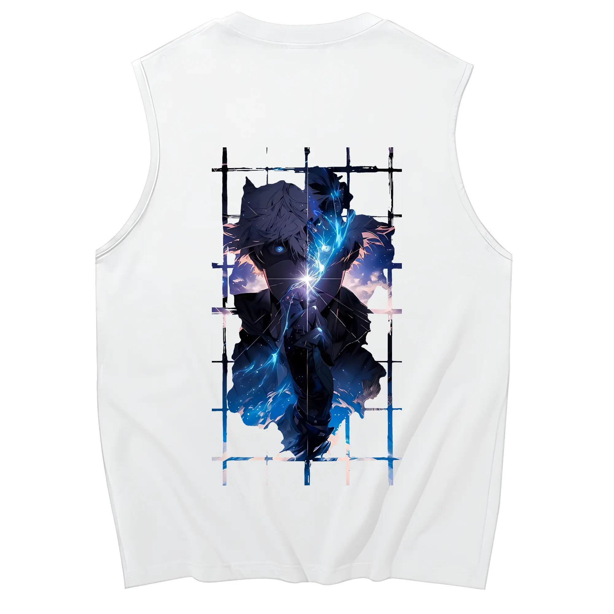 呪術廻戦 グッズ,五条 悟 - コットン100％ タンクトップ ・ 背面プリント ・ タイトシルエット ・ 快適 通気性 ・ スポーツ カジュアル 散歩用