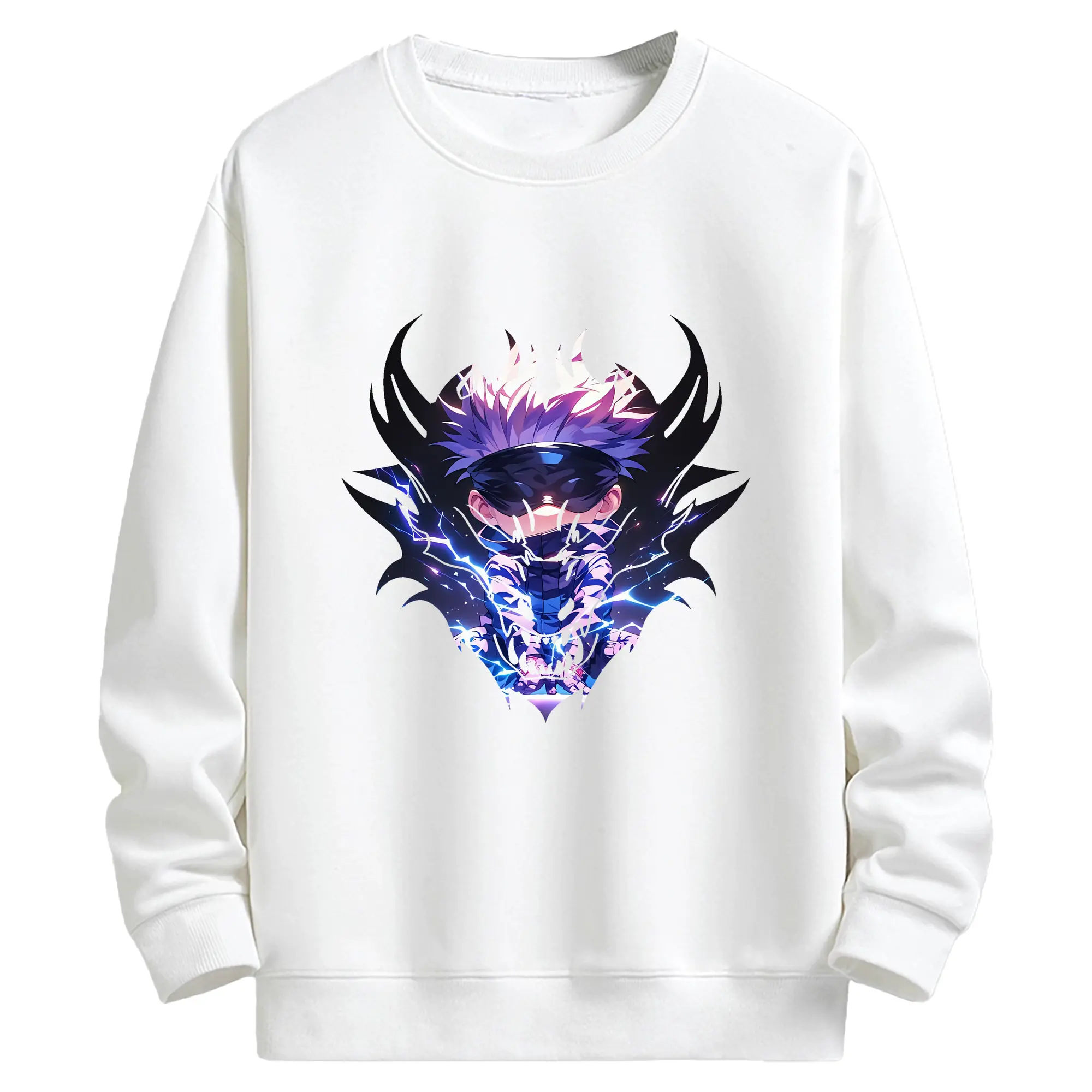 呪術廻戦 グッズ,五条 悟 - 高品質 クルーネック スウェット ・ コットン59％ ポリエステル41％ ・ ユニセックス 長袖 トレーナー ・ カジュアル デイリー スポーツ 散歩用