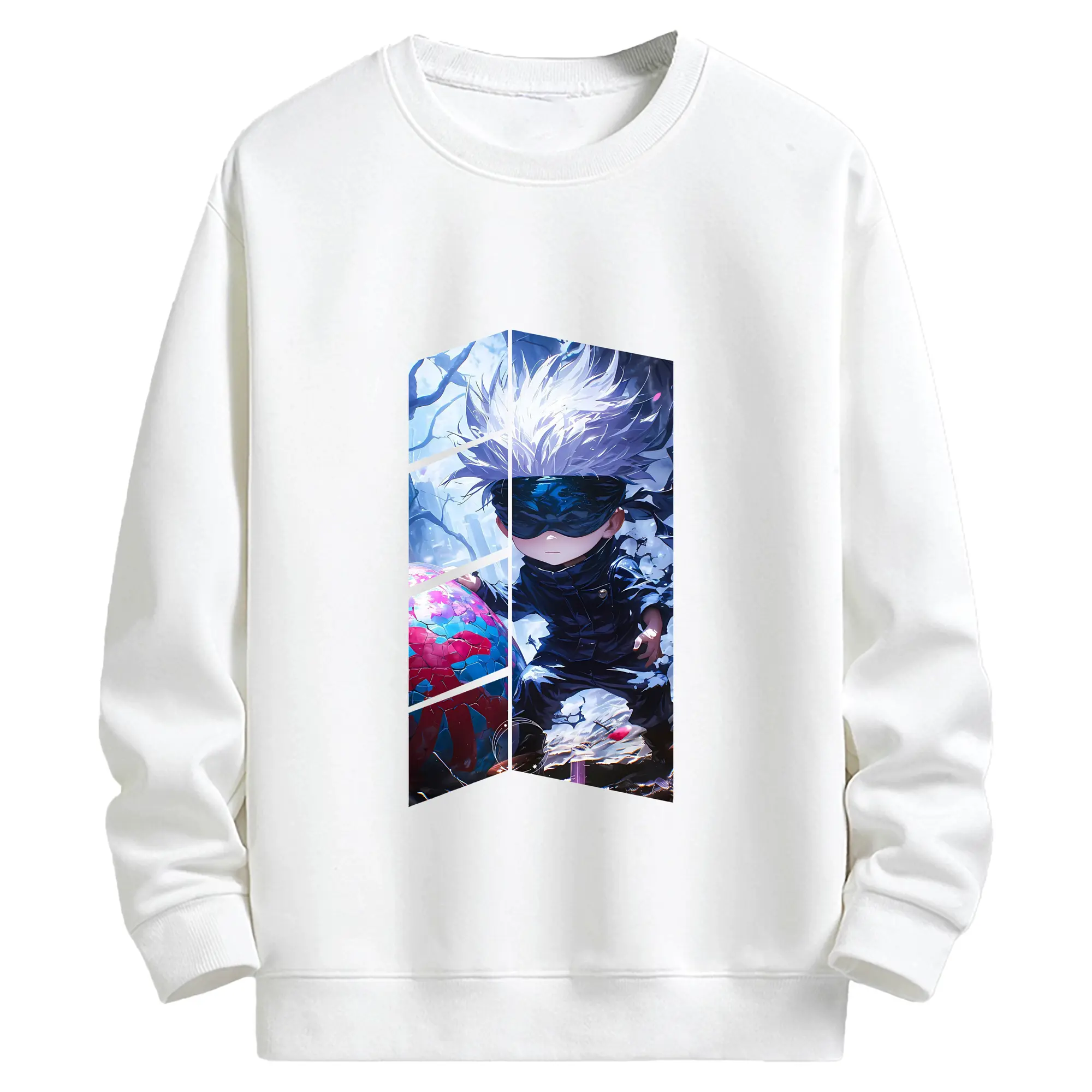 呪術廻戦 グッズ,五条 悟 - 高品質 クルーネック スウェット ・ コットン59％ ポリエステル41％ ・ ユニセックス 長袖 トレーナー ・ カジュアル デイリー スポーツ 散歩用