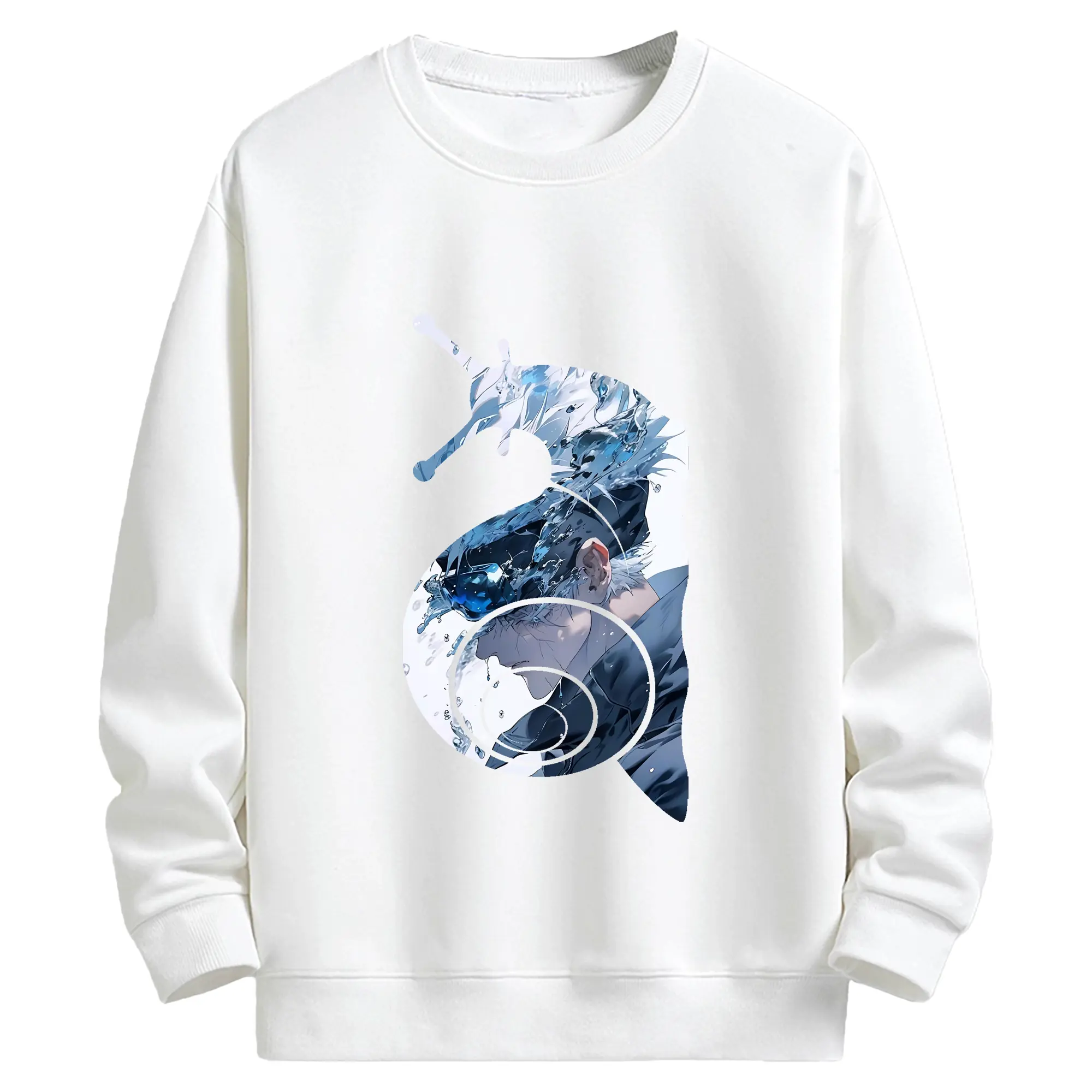 呪術廻戦 グッズ,五条 悟 - 高品質 クルーネック スウェット ・ コットン59％ ポリエステル41％ ・ ユニセックス 長袖 トレーナー ・ カジュアル デイリー スポーツ 散歩用