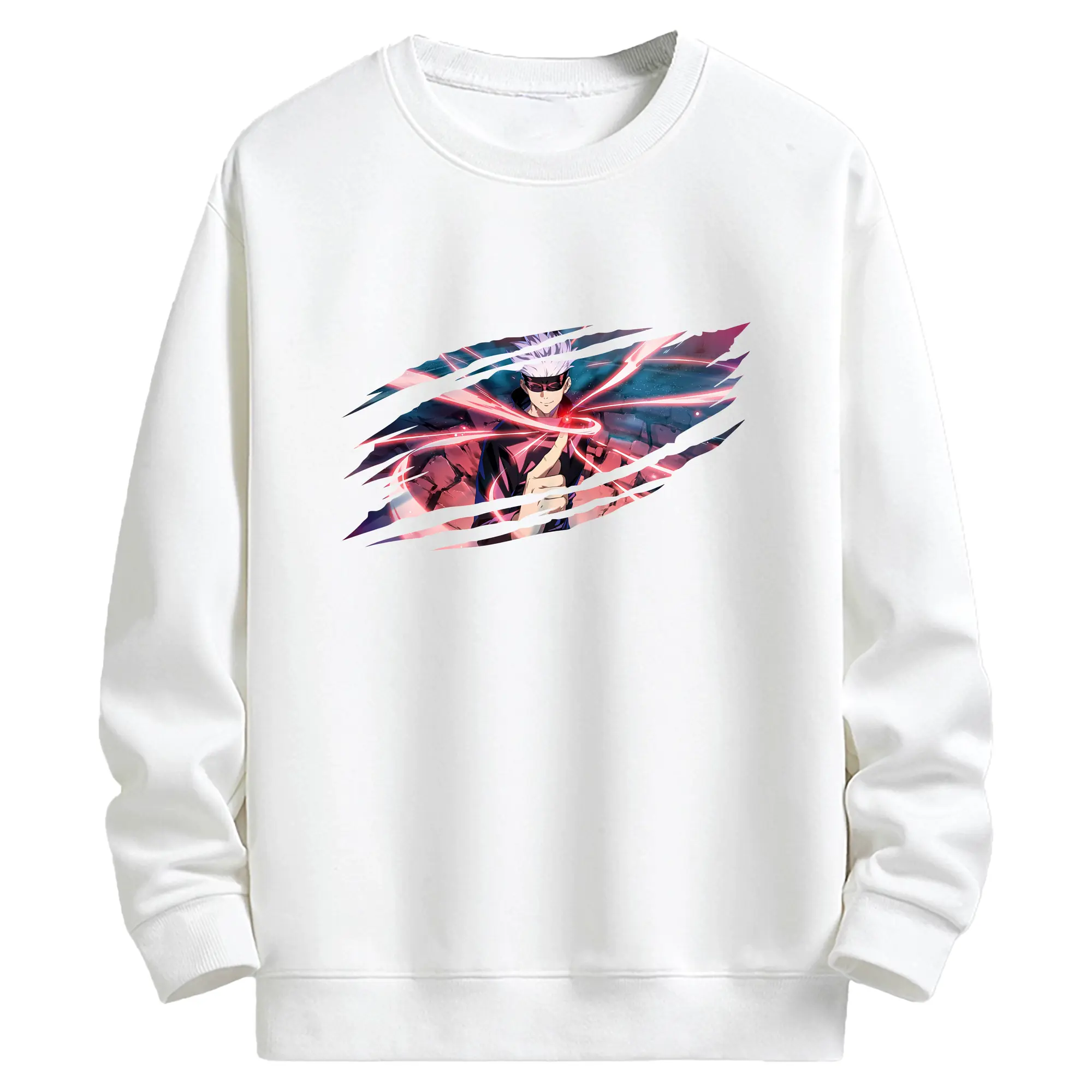 呪術廻戦 グッズ,五条 悟 - 高品質 クルーネック スウェット ・ コットン59％ ポリエステル41％ ・ ユニセックス 長袖 トレーナー ・ カジュアル デイリー スポーツ 散歩用