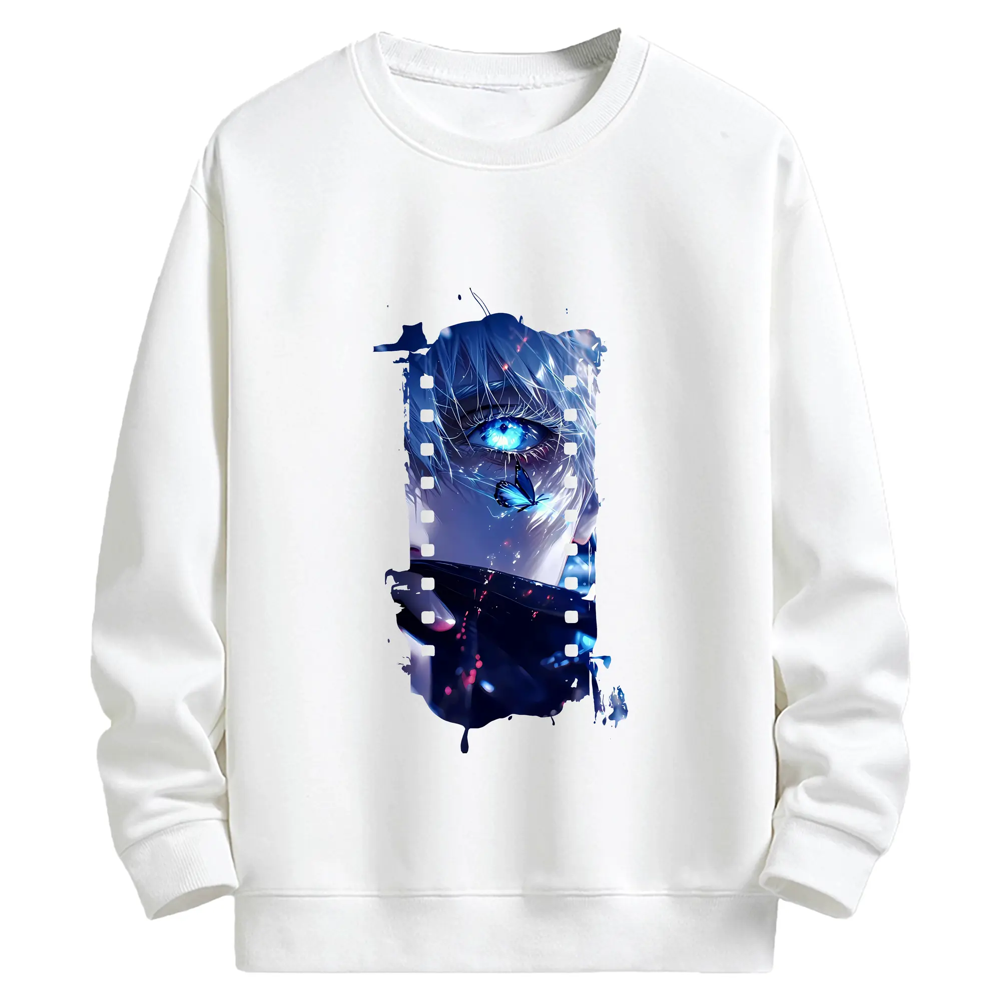 呪術廻戦 グッズ,五条 悟 - 高品質 クルーネック スウェット ・ コットン59％ ポリエステル41％ ・ ユニセックス 長袖 トレーナー ・ カジュアル デイリー スポーツ 散歩用