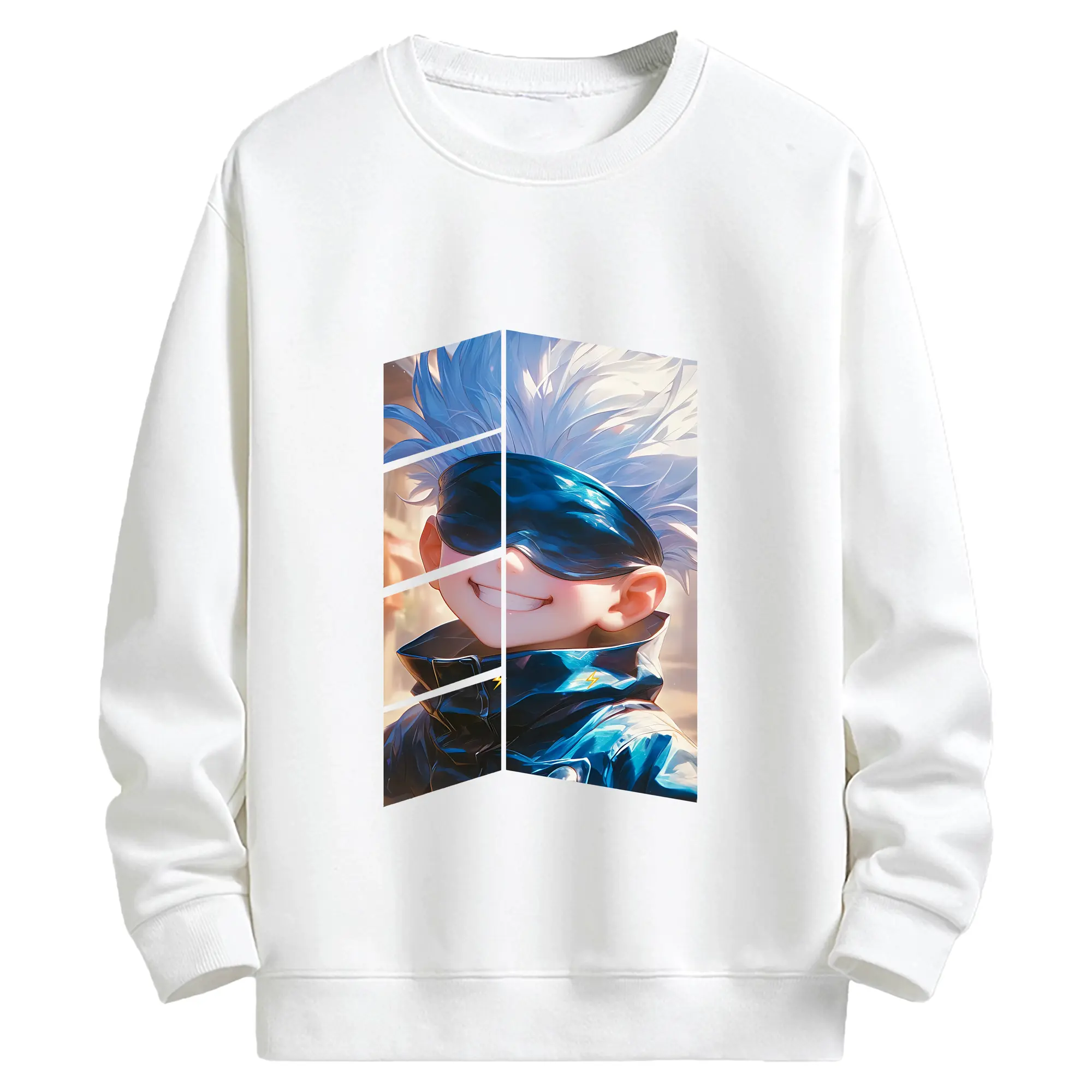 呪術廻戦 グッズ,五条 悟 - 高品質 クルーネック スウェット ・ コットン59％ ポリエステル41％ ・ ユニセックス 長袖 トレーナー ・ カジュアル デイリー スポーツ 散歩用