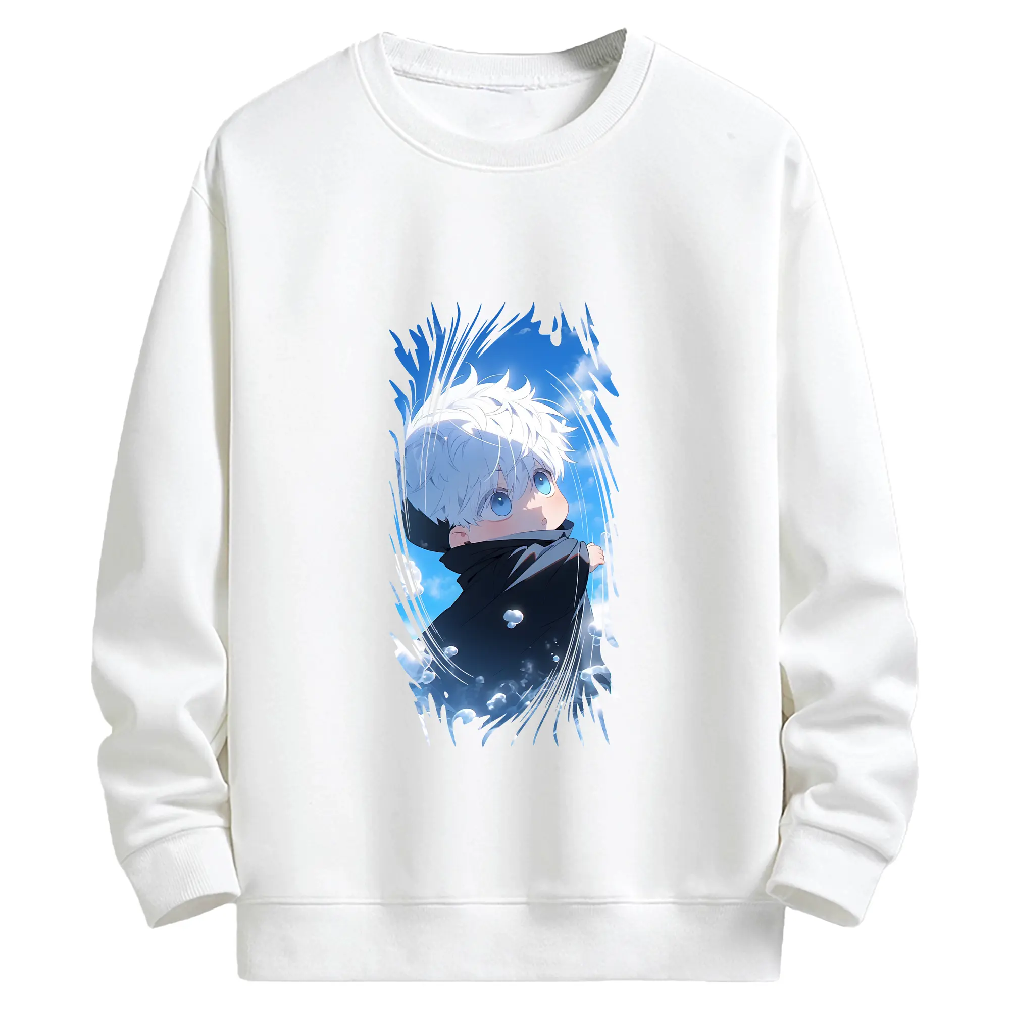 呪術廻戦 グッズ,五条 悟 - 高品質 クルーネック スウェット ・ コットン59％ ポリエステル41％ ・ ユニセックス 長袖 トレーナー ・ カジュアル デイリー スポーツ 散歩用