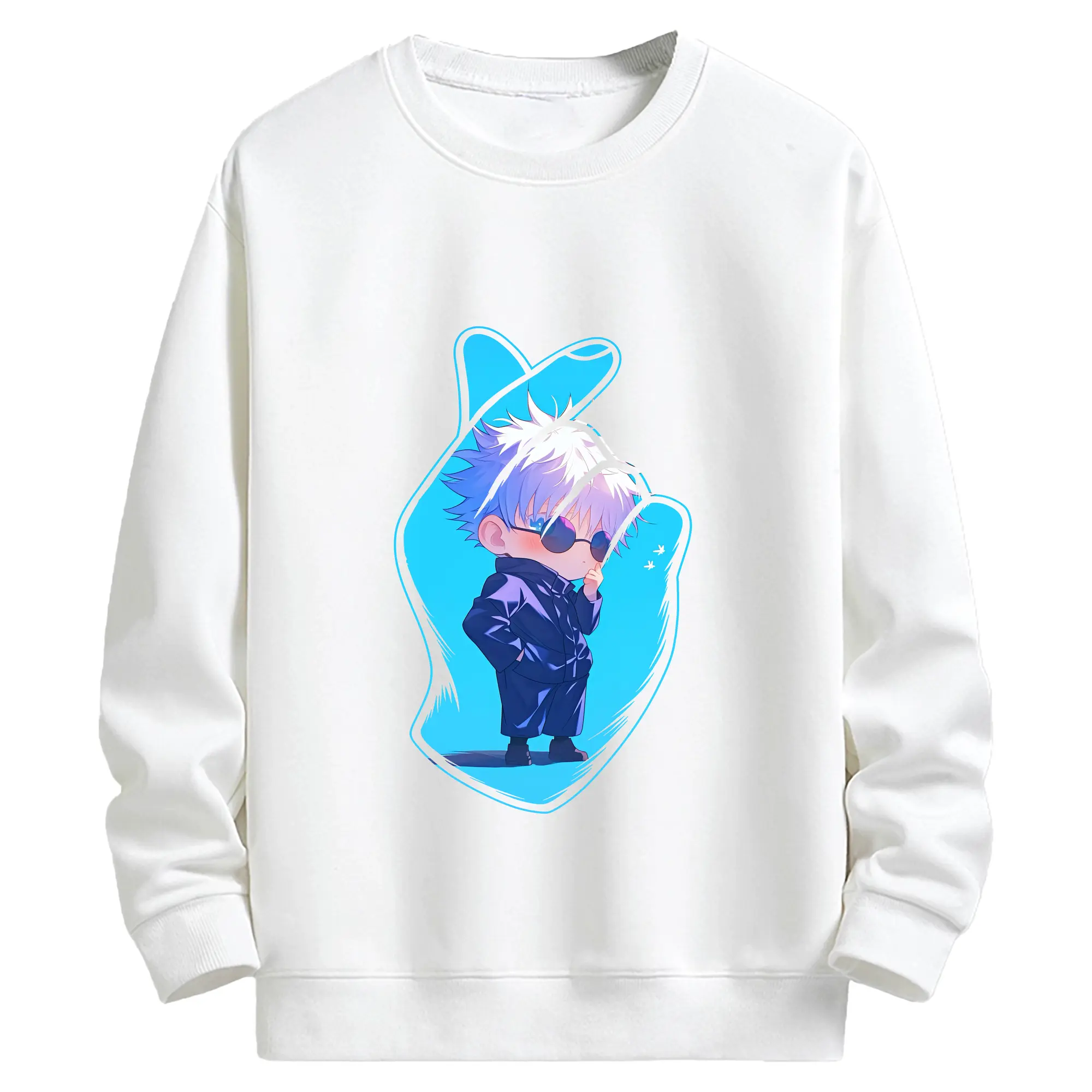 呪術廻戦 グッズ,五条 悟 - 高品質 クルーネック スウェット ・ コットン59％ ポリエステル41％ ・ ユニセックス 長袖 トレーナー ・ カジュアル デイリー スポーツ 散歩用