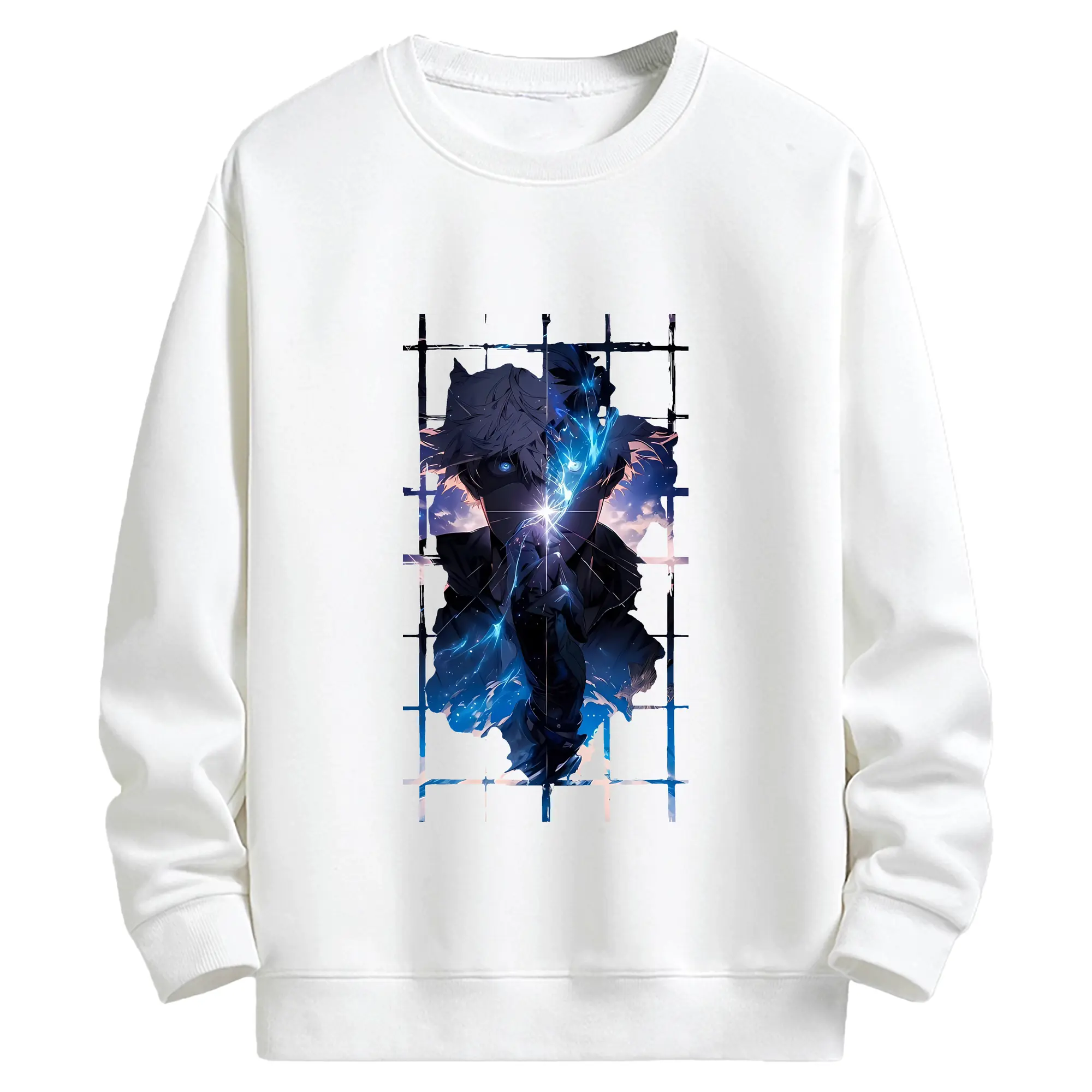 呪術廻戦 グッズ,五条 悟 - 高品質 クルーネック スウェット ・ コットン59％ ポリエステル41％ ・ ユニセックス 長袖 トレーナー ・ カジュアル デイリー スポーツ 散歩用