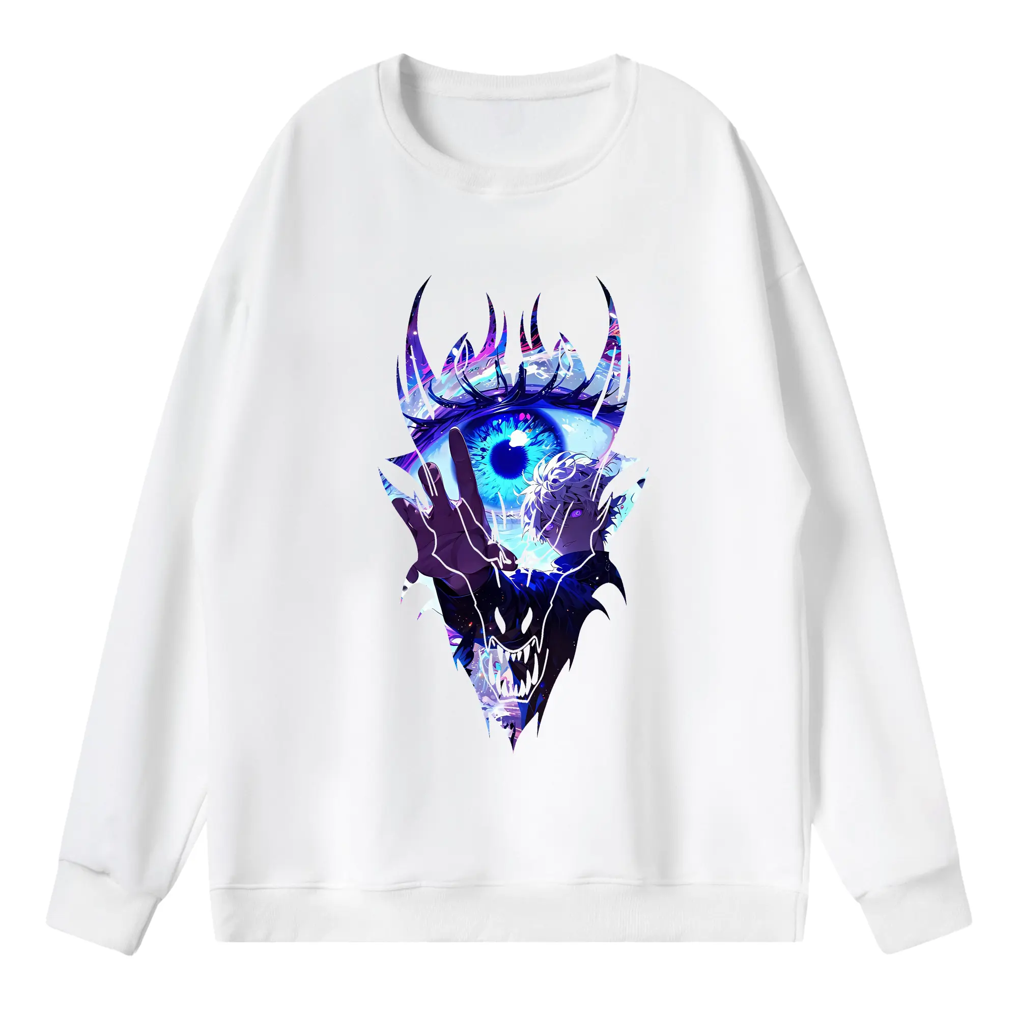 呪術廻戦 グッズ,五条 悟 - 薄手 クルーネック スウェット 裏毛260g · ポリエステル 春秋向け カジュアル 男女兼用 · トレーナー デイリー スポーツ 散歩に最適