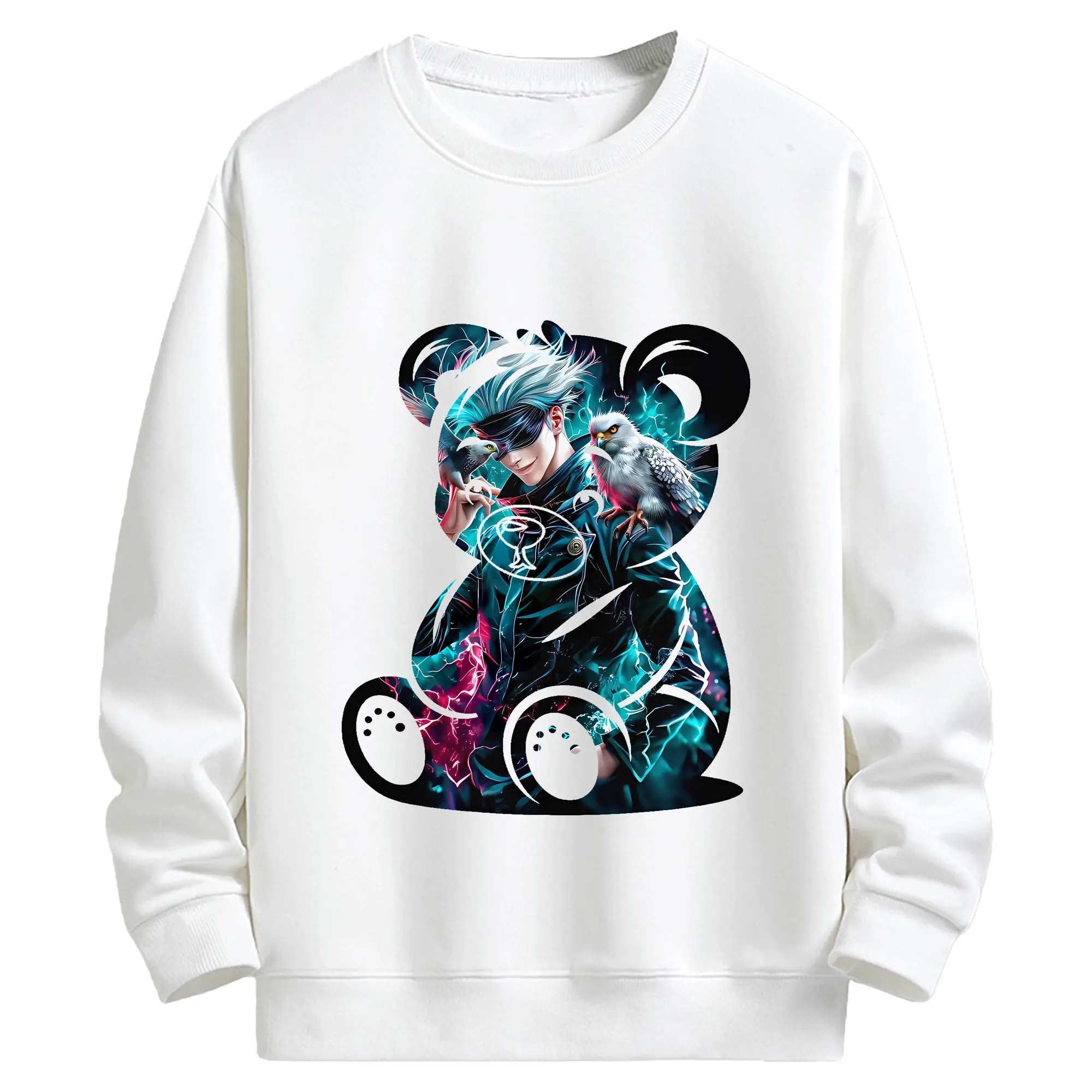 呪術廻戦 グッズ,五条 悟 - キッズ クルーネックスウェットシャツ ・ フロントプリント ・ 綿80％ ポリエステル20％ ・ 快適 通学 スポーツ 日常使い お散歩用