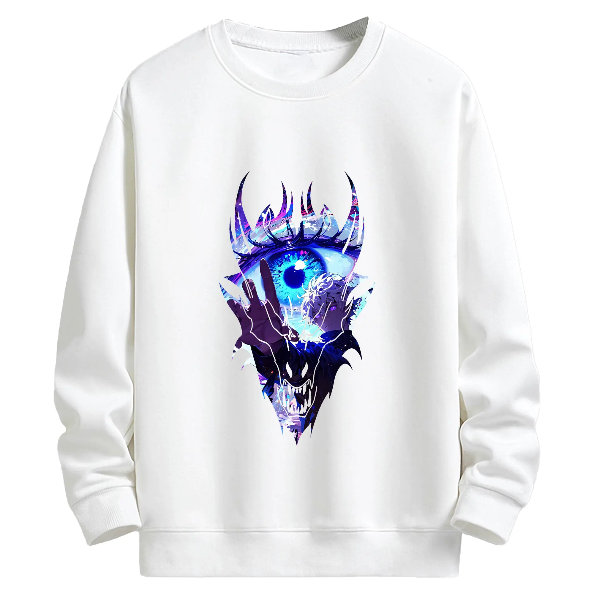 呪術廻戦 グッズ,五条 悟 - キッズ クルーネックスウェットシャツ ・ フロントプリント ・ 綿80％ ポリエステル20％ ・ 快適 通学 スポーツ 日常使い お散歩用