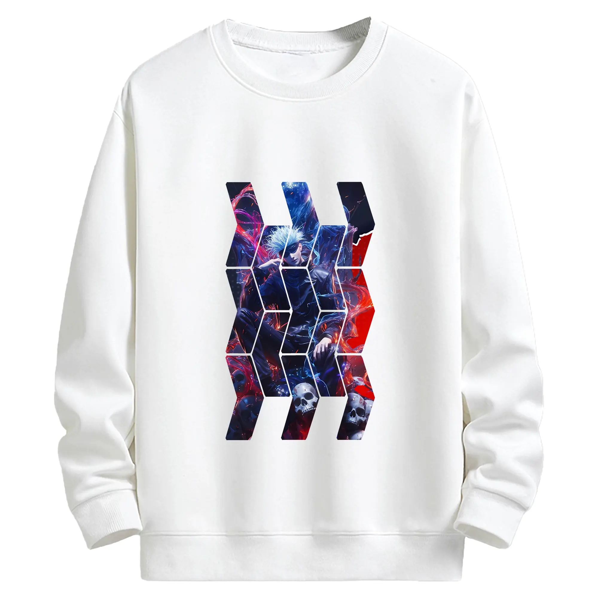 呪術廻戦 グッズ,五条 悟 - キッズ クルーネックスウェットシャツ ・ フロントプリント ・ 綿80％ ポリエステル20％ ・ 快適 通学 スポーツ 日常使い お散歩用