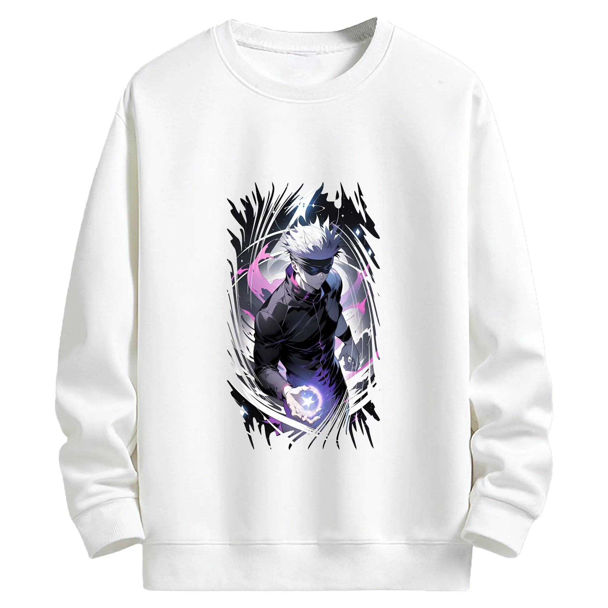 呪術廻戦 グッズ,五条 悟 - キッズ クルーネックスウェットシャツ ・ フロントプリント ・ 綿80％ ポリエステル20％ ・ 快適 通学 スポーツ 日常使い お散歩用