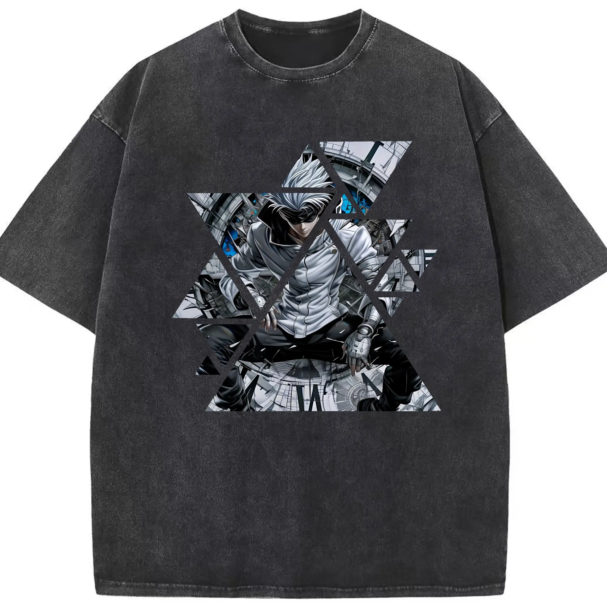 呪術廻戦 グッズ,五条 悟 - 綿100％ ヴィンテージ風 半袖Tシャツ ・ フロントプリント ・ 柔らか肌触り ・ 通気性 快適 ・ スポーツ カジュアル 外出用