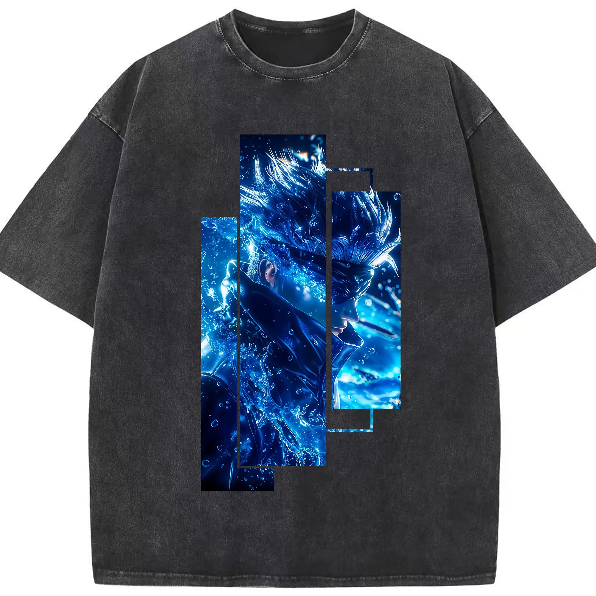 呪術廻戦 グッズ,五条 悟 - 綿100％ ヴィンテージ風 半袖Tシャツ ・ フロントプリント ・ 柔らか肌触り ・ 通気性 快適 ・ スポーツ カジュアル 外出用