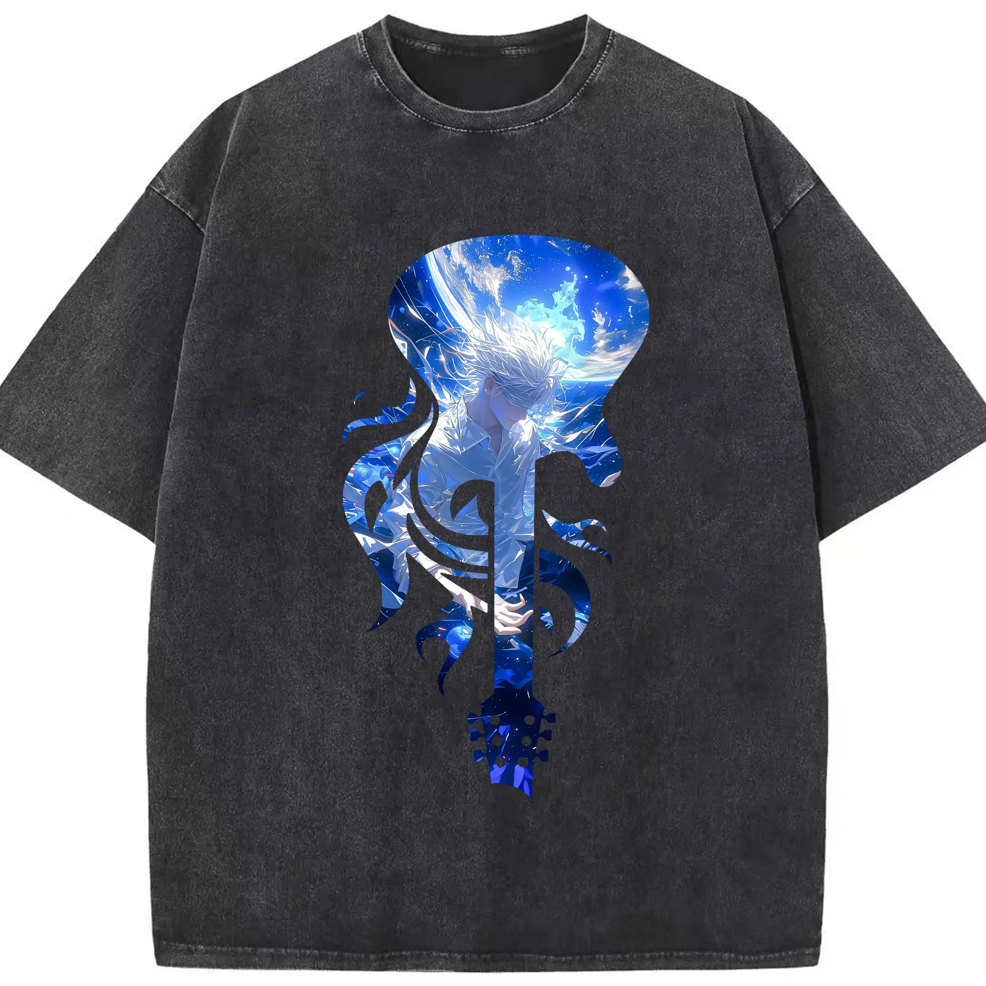 呪術廻戦 グッズ,五条 悟 - 綿100％ ヴィンテージ風 半袖Tシャツ ・ フロントプリント ・ 柔らか肌触り ・ 通気性 快適 ・ スポーツ カジュアル 外出用