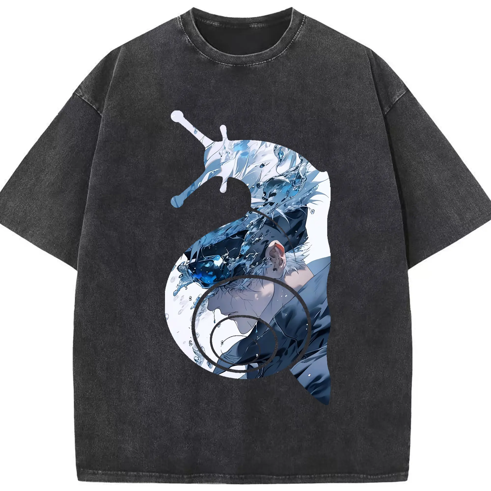 呪術廻戦 グッズ,五条 悟 - 綿100％ ヴィンテージ風 半袖Tシャツ ・ フロントプリント ・ 柔らか肌触り ・ 通気性 快適 ・ スポーツ カジュアル 外出用