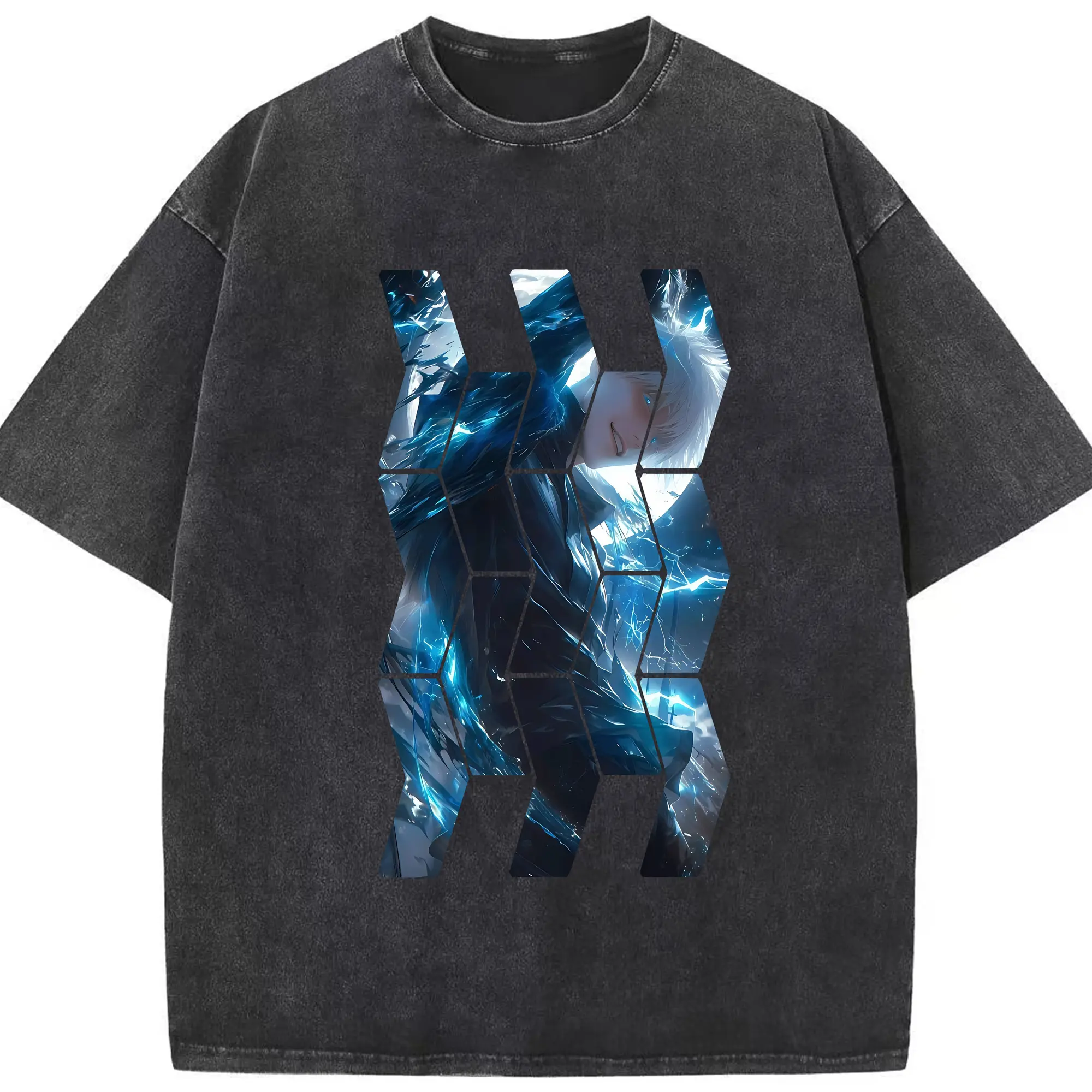 呪術廻戦 グッズ,五条 悟 - 綿100％ ヴィンテージ風 半袖Tシャツ ・ フロントプリント ・ 柔らか肌触り ・ 通気性 快適 ・ スポーツ カジュアル 外出用