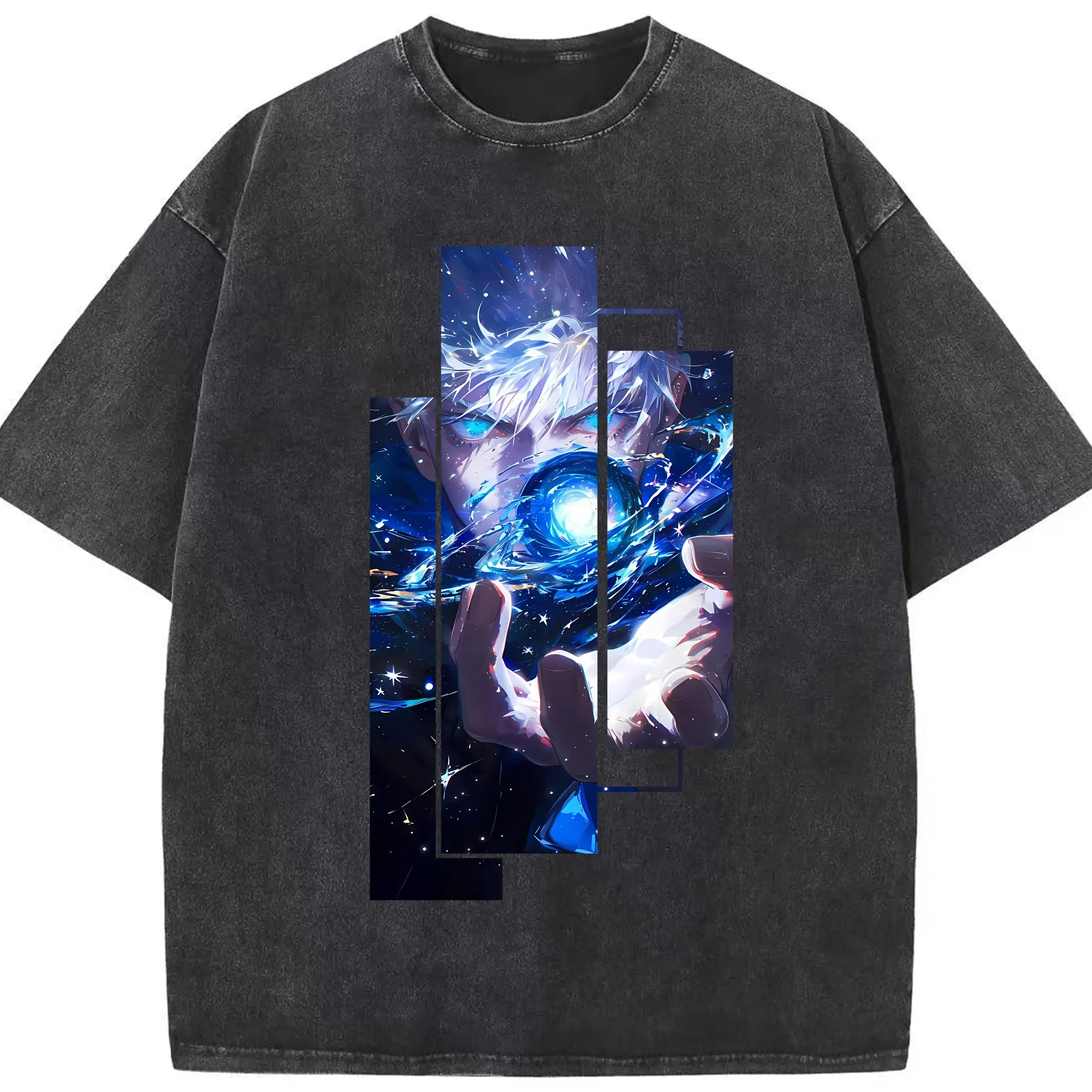 呪術廻戦 グッズ,五条 悟 - 綿100％ ヴィンテージ風 半袖Tシャツ ・ フロントプリント ・ 柔らか肌触り ・ 通気性 快適 ・ スポーツ カジュアル 外出用