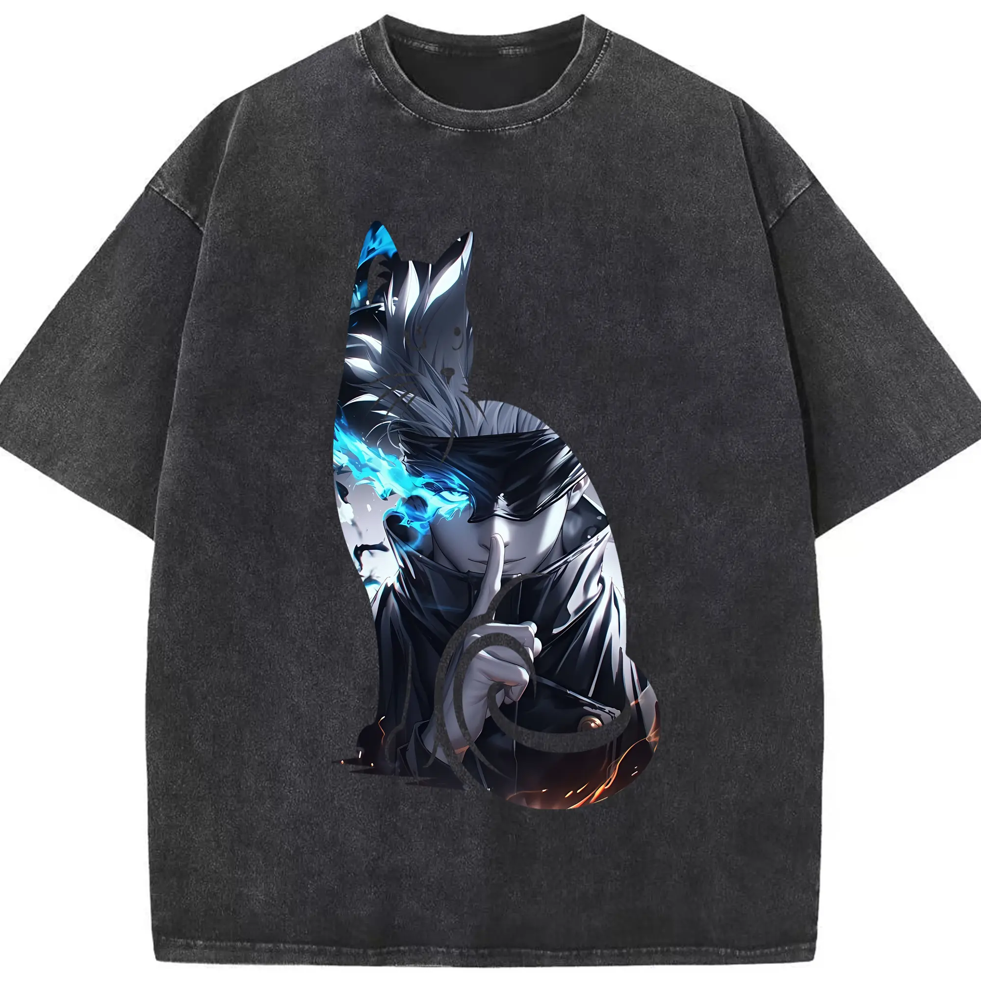 呪術廻戦 グッズ,五条 悟 - 綿100％ ヴィンテージ風 半袖Tシャツ ・ フロントプリント ・ 柔らか肌触り ・ 通気性 快適 ・ スポーツ カジュアル 外出用