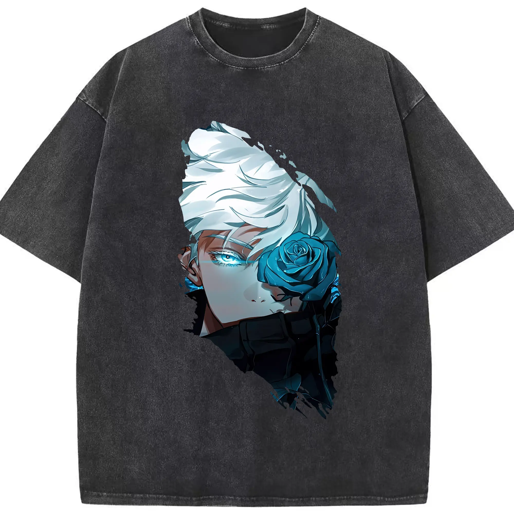 呪術廻戦 グッズ,五条 悟 - 綿100％ ヴィンテージ風 半袖Tシャツ ・ フロントプリント ・ 柔らか肌触り ・ 通気性 快適 ・ スポーツ カジュアル 外出用