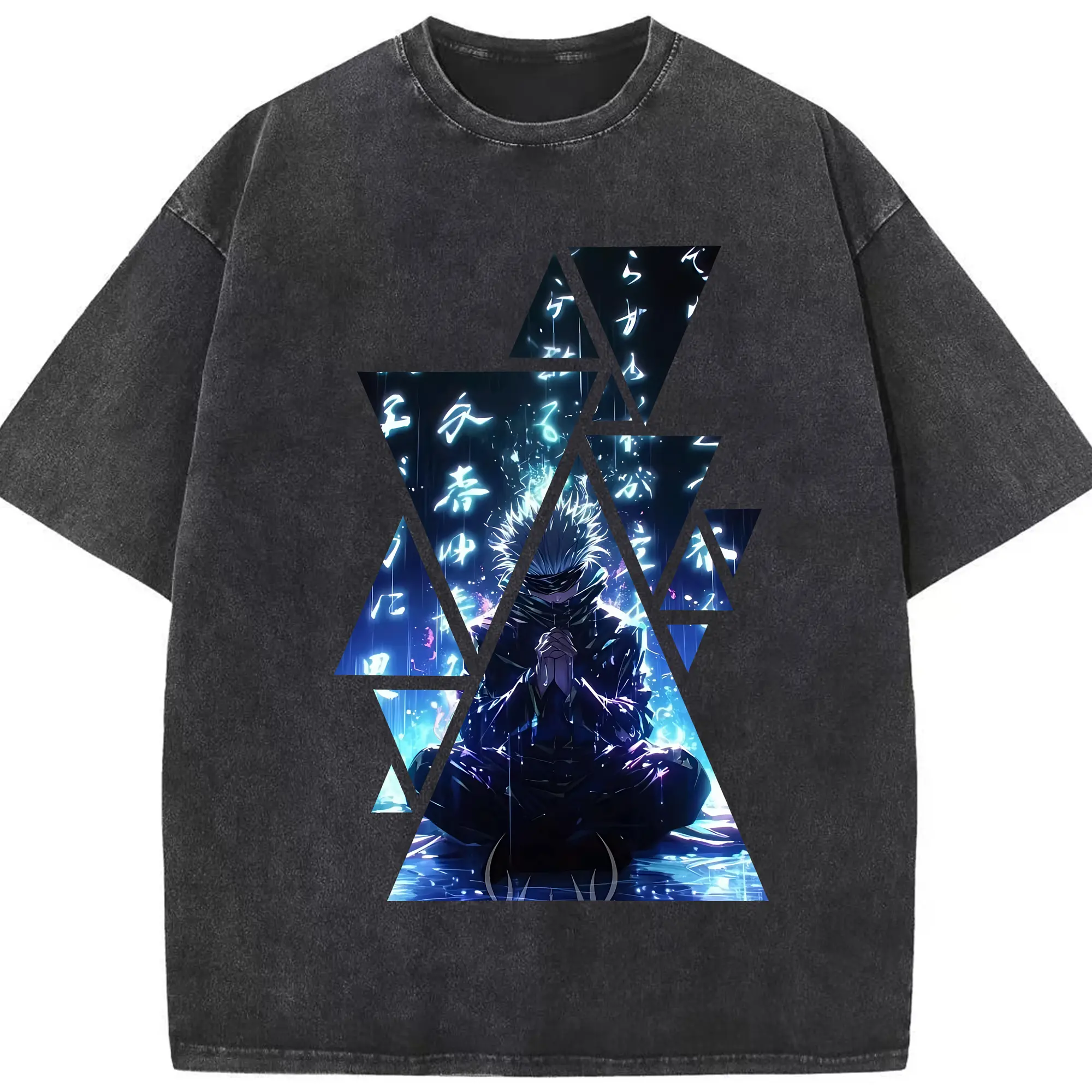 呪術廻戦 グッズ,五条 悟 - 綿100％ ヴィンテージ風 半袖Tシャツ ・ フロントプリント ・ 柔らか肌触り ・ 通気性 快適 ・ スポーツ カジュアル 外出用