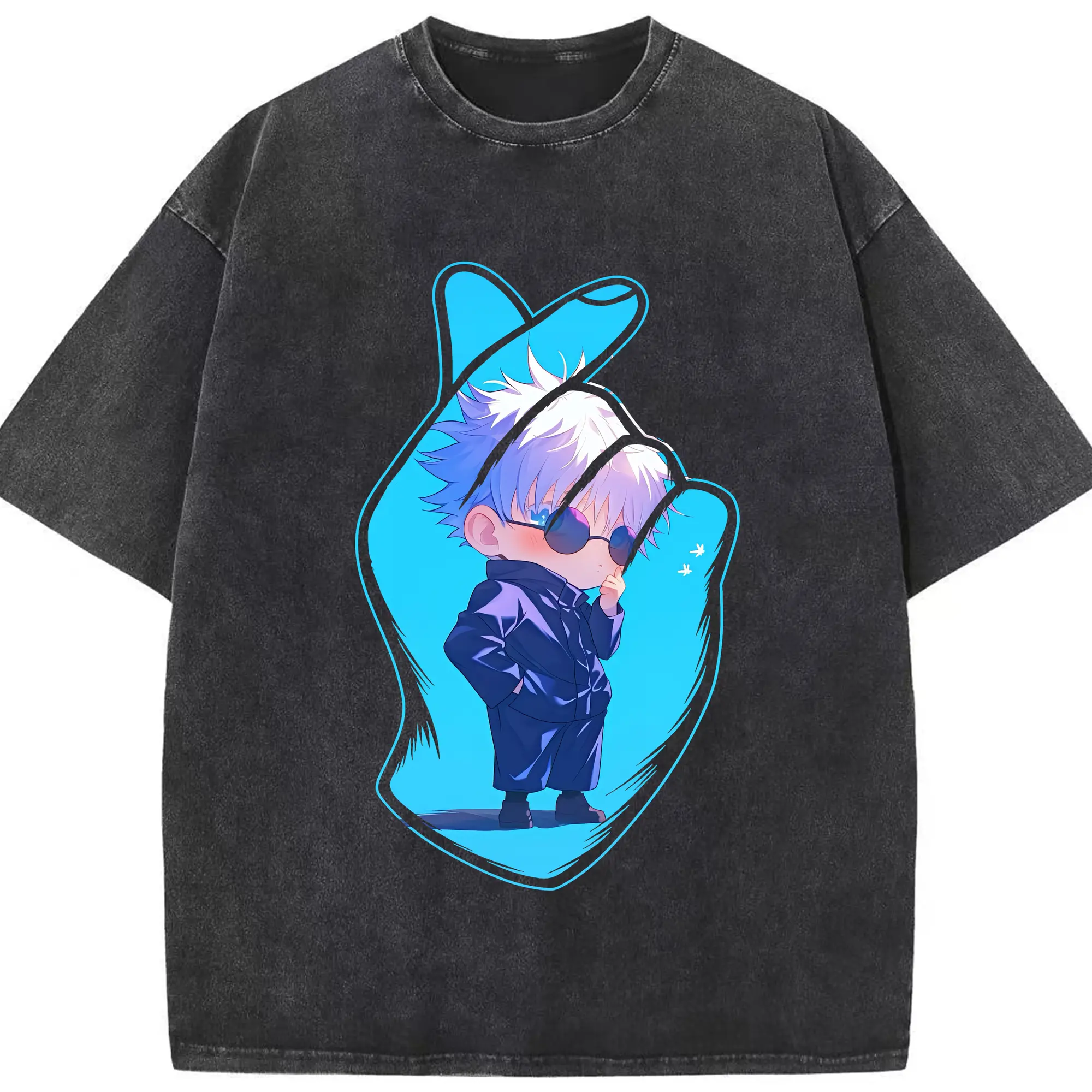 呪術廻戦 グッズ,五条 悟 - 綿100％ ヴィンテージ風 半袖Tシャツ ・ フロントプリント ・ 柔らか肌触り ・ 通気性 快適 ・ スポーツ カジュアル 外出用