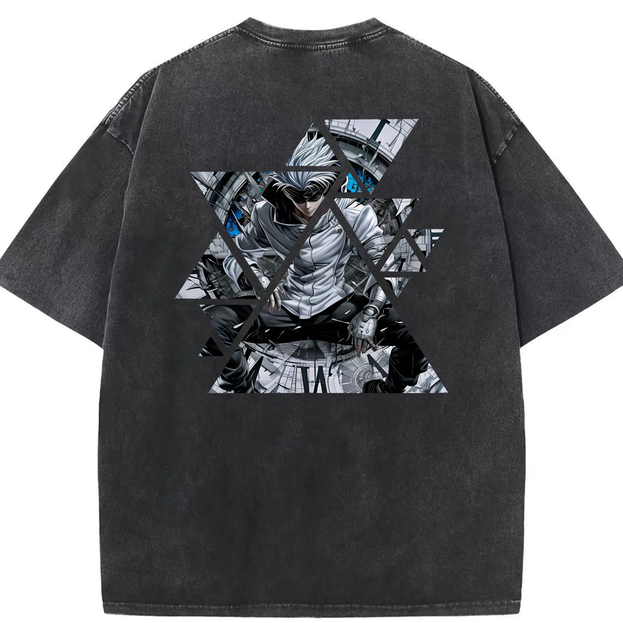 呪術廻戦 グッズ,五条 悟 - 綿100％ ヴィンテージ風 半袖Tシャツ ・ 背面プリント ・ 柔らか肌触り ・ 通気性 快適 ・ スポーツ カジュアル 外出用