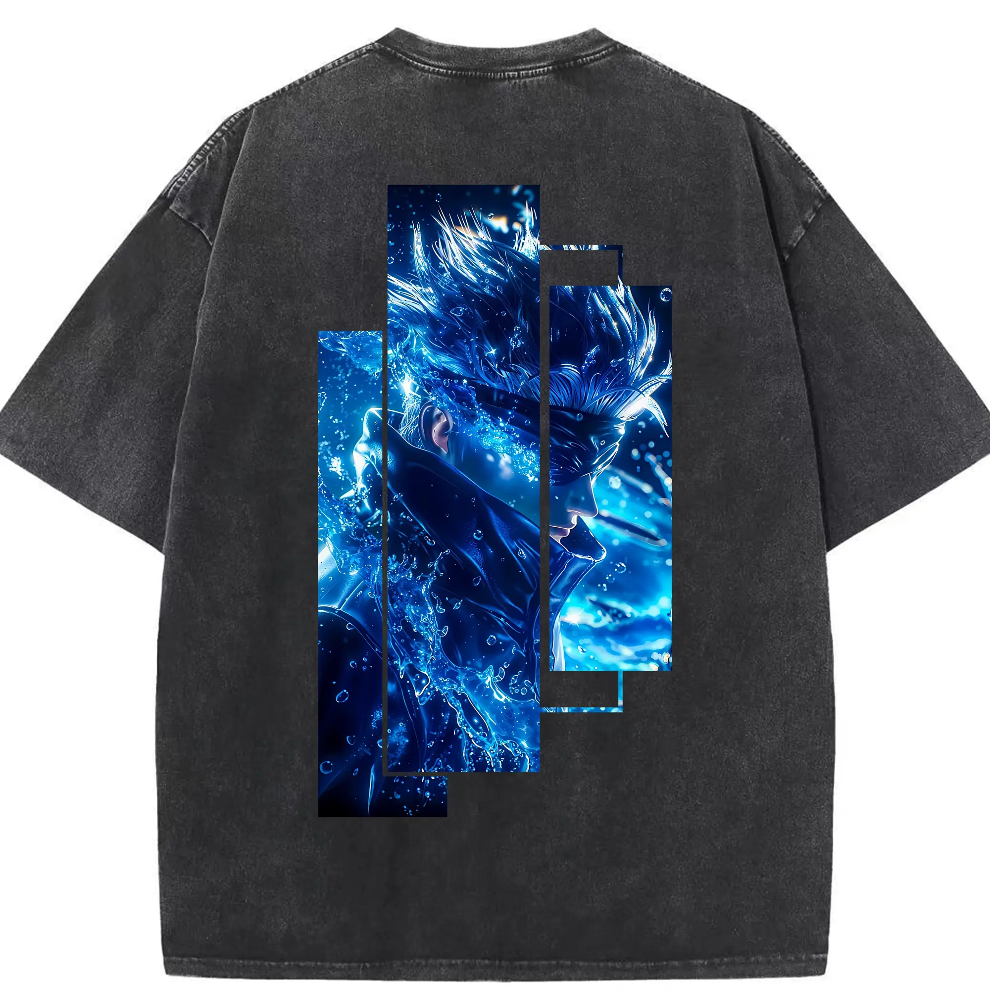 呪術廻戦 グッズ,五条 悟 - 綿100％ ヴィンテージ風 半袖Tシャツ ・ 背面プリント ・ 柔らか肌触り ・ 通気性 快適 ・ スポーツ カジュアル 外出用