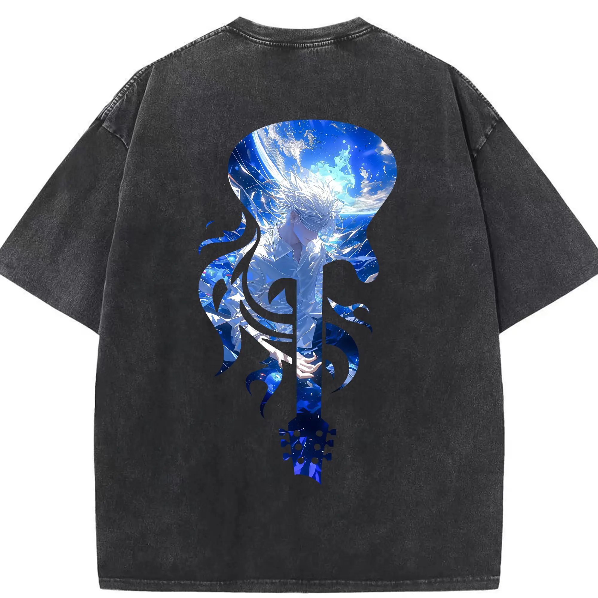 呪術廻戦 グッズ,五条 悟 - 綿100％ ヴィンテージ風 半袖Tシャツ ・ 背面プリント ・ 柔らか肌触り ・ 通気性 快適 ・ スポーツ カジュアル 外出用