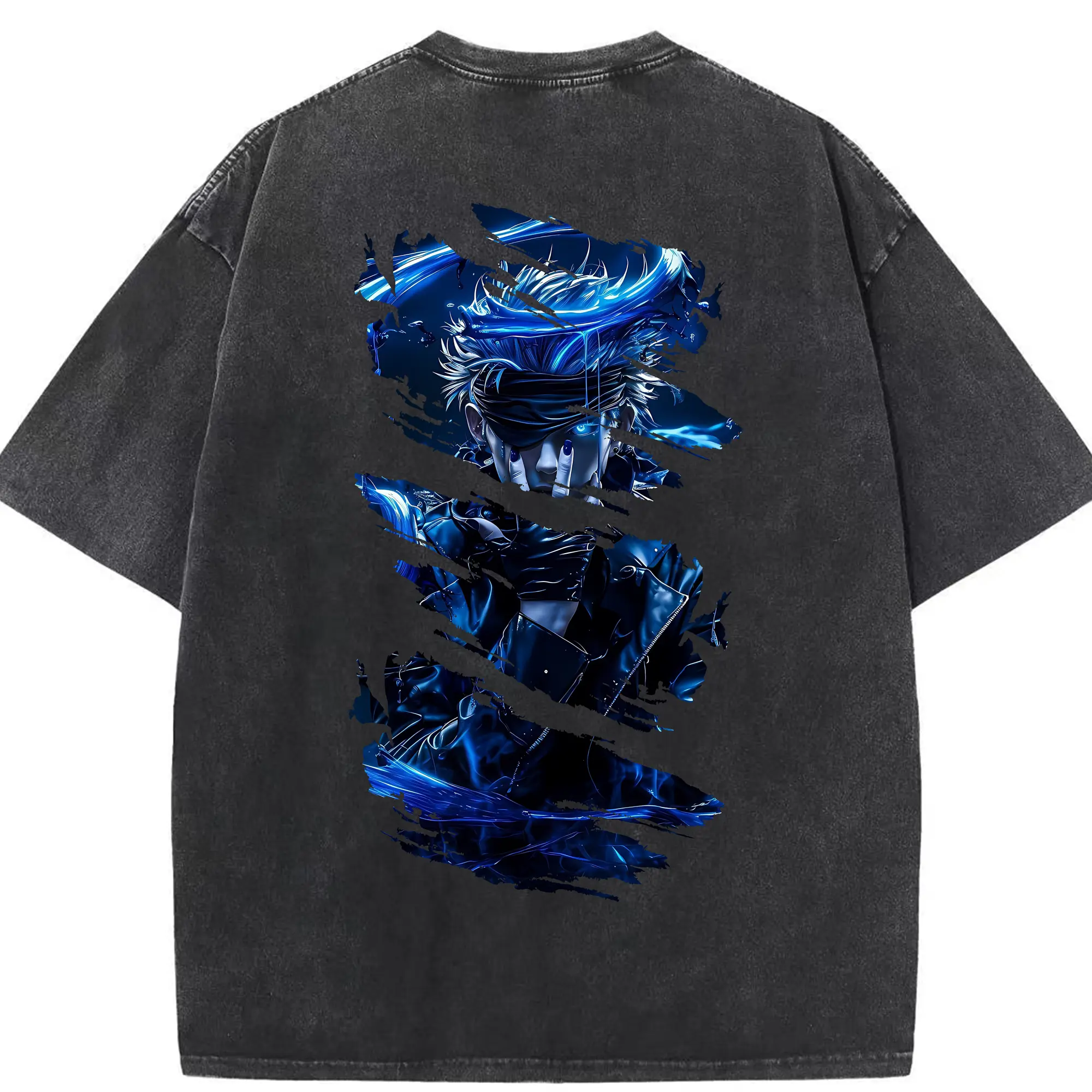 呪術廻戦 グッズ,五条 悟 - 綿100％ ヴィンテージ風 半袖Tシャツ ・ 背面プリント ・ 柔らか肌触り ・ 通気性 快適 ・ スポーツ カジュアル 外出用