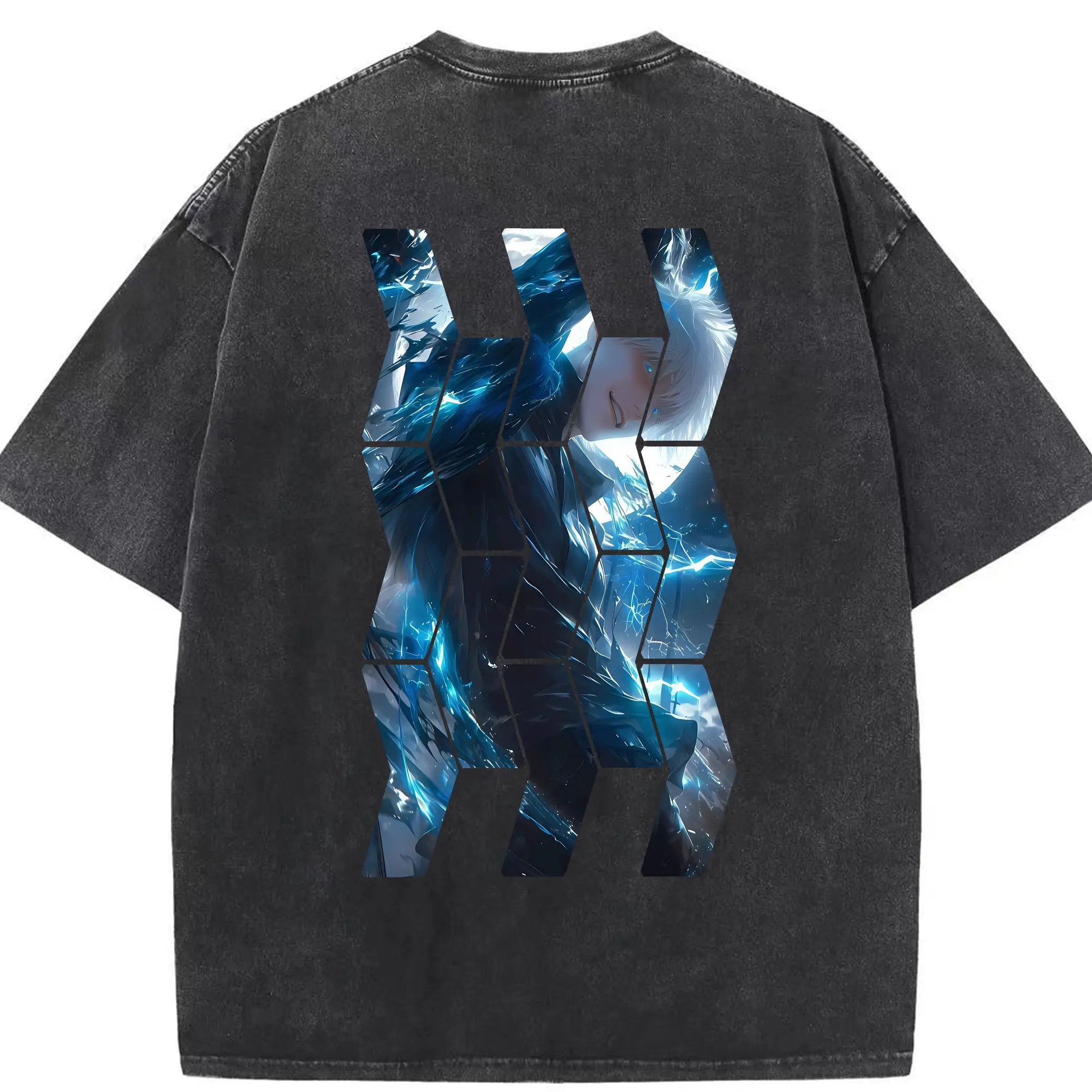 呪術廻戦 グッズ,五条 悟 - 綿100％ ヴィンテージ風 半袖Tシャツ ・ 背面プリント ・ 柔らか肌触り ・ 通気性 快適 ・ スポーツ カジュアル 外出用