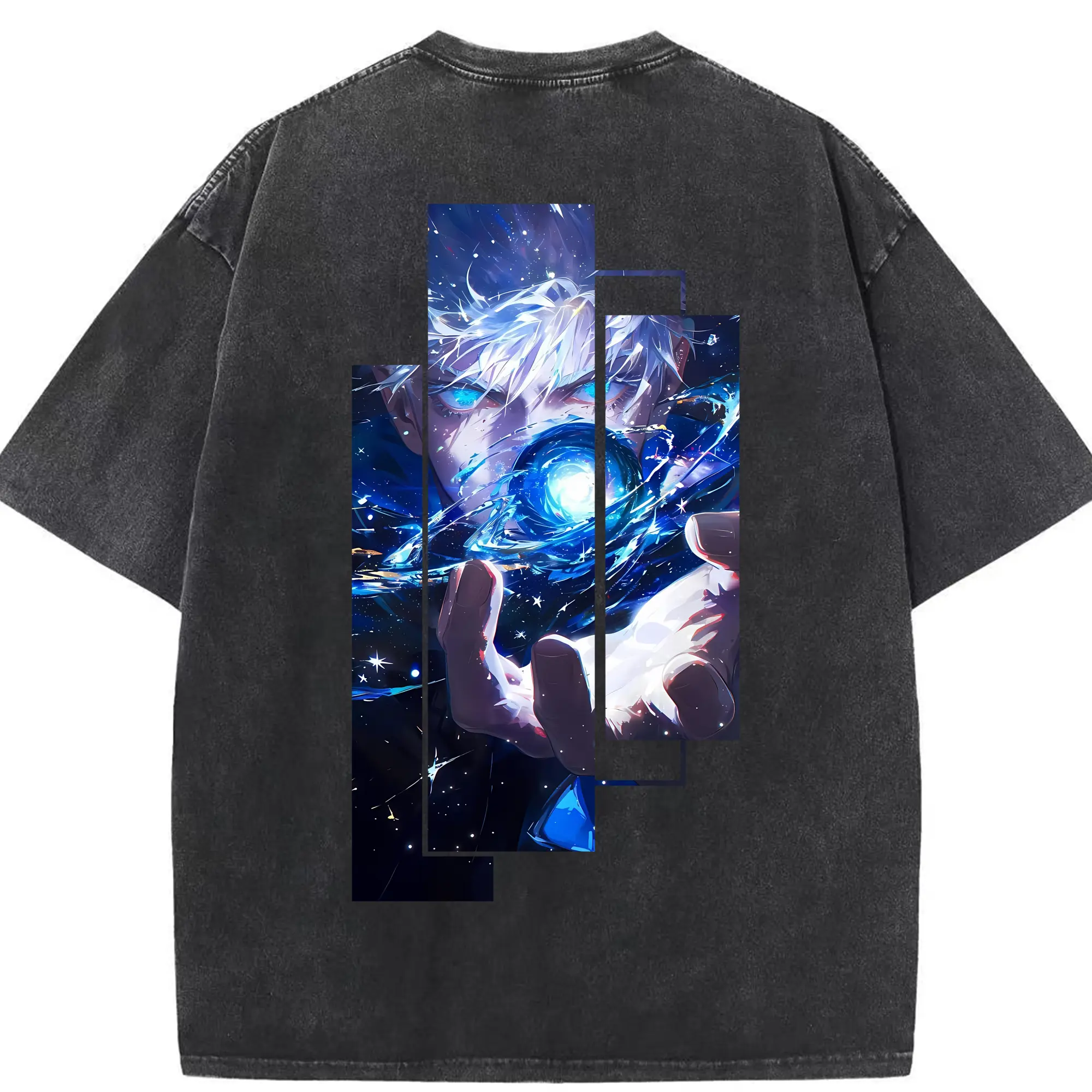 呪術廻戦 グッズ,五条 悟 - 綿100％ ヴィンテージ風 半袖Tシャツ ・ 背面プリント ・ 柔らか肌触り ・ 通気性 快適 ・ スポーツ カジュアル 外出用