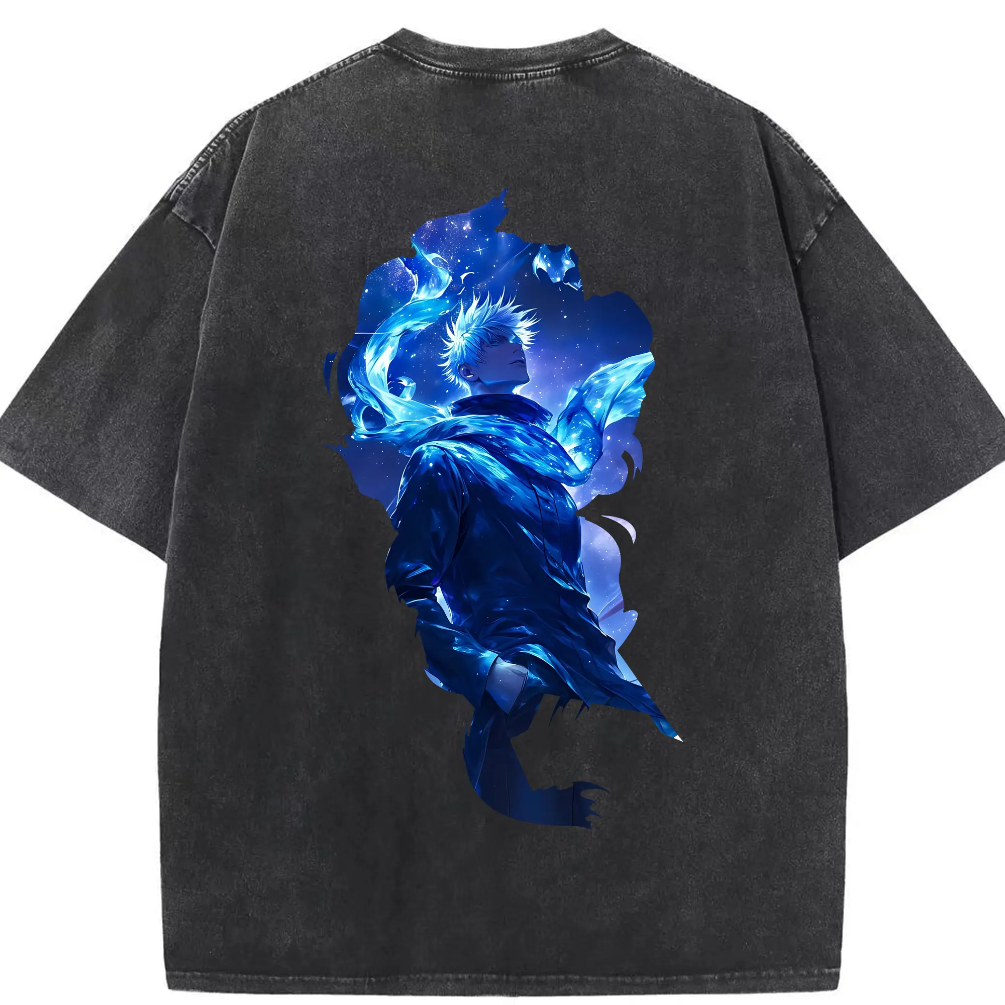 呪術廻戦 グッズ,五条 悟 - 綿100％ ヴィンテージ風 半袖Tシャツ ・ 背面プリント ・ 柔らか肌触り ・ 通気性 快適 ・ スポーツ カジュアル 外出用