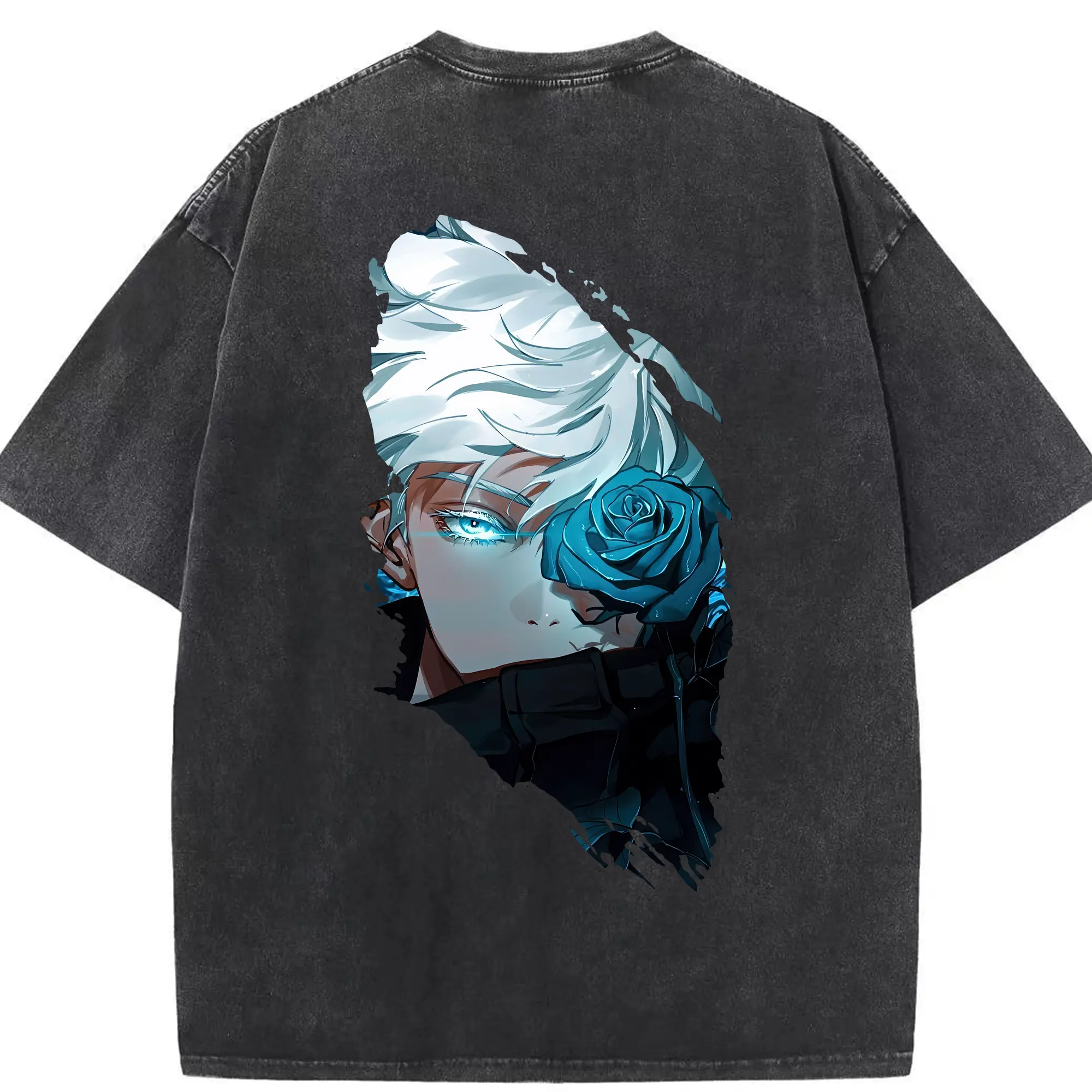 呪術廻戦 グッズ,五条 悟 - 綿100％ ヴィンテージ風 半袖Tシャツ ・ 背面プリント ・ 柔らか肌触り ・ 通気性 快適 ・ スポーツ カジュアル 外出用