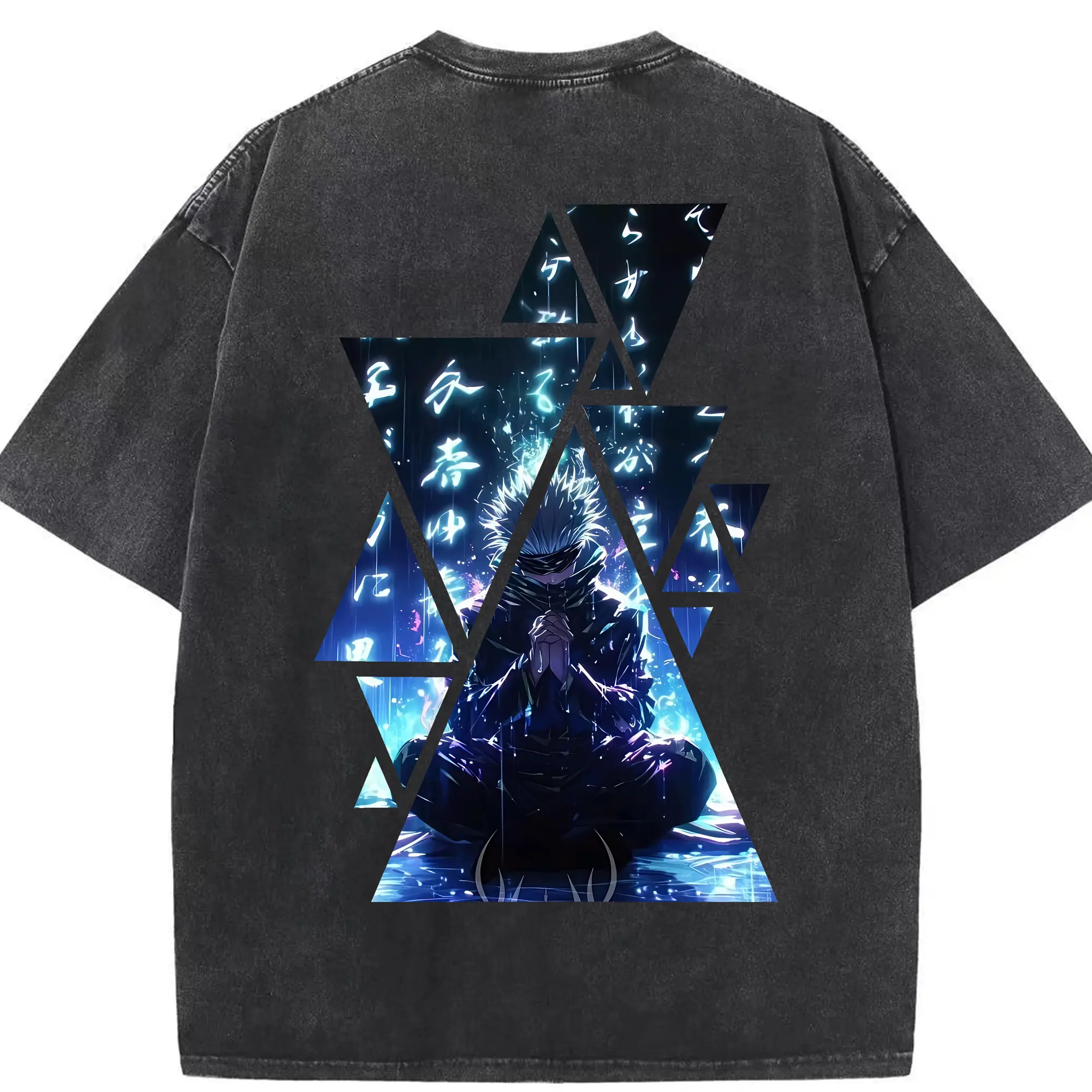 呪術廻戦 グッズ,五条 悟 - 綿100％ ヴィンテージ風 半袖Tシャツ ・ 背面プリント ・ 柔らか肌触り ・ 通気性 快適 ・ スポーツ カジュアル 外出用