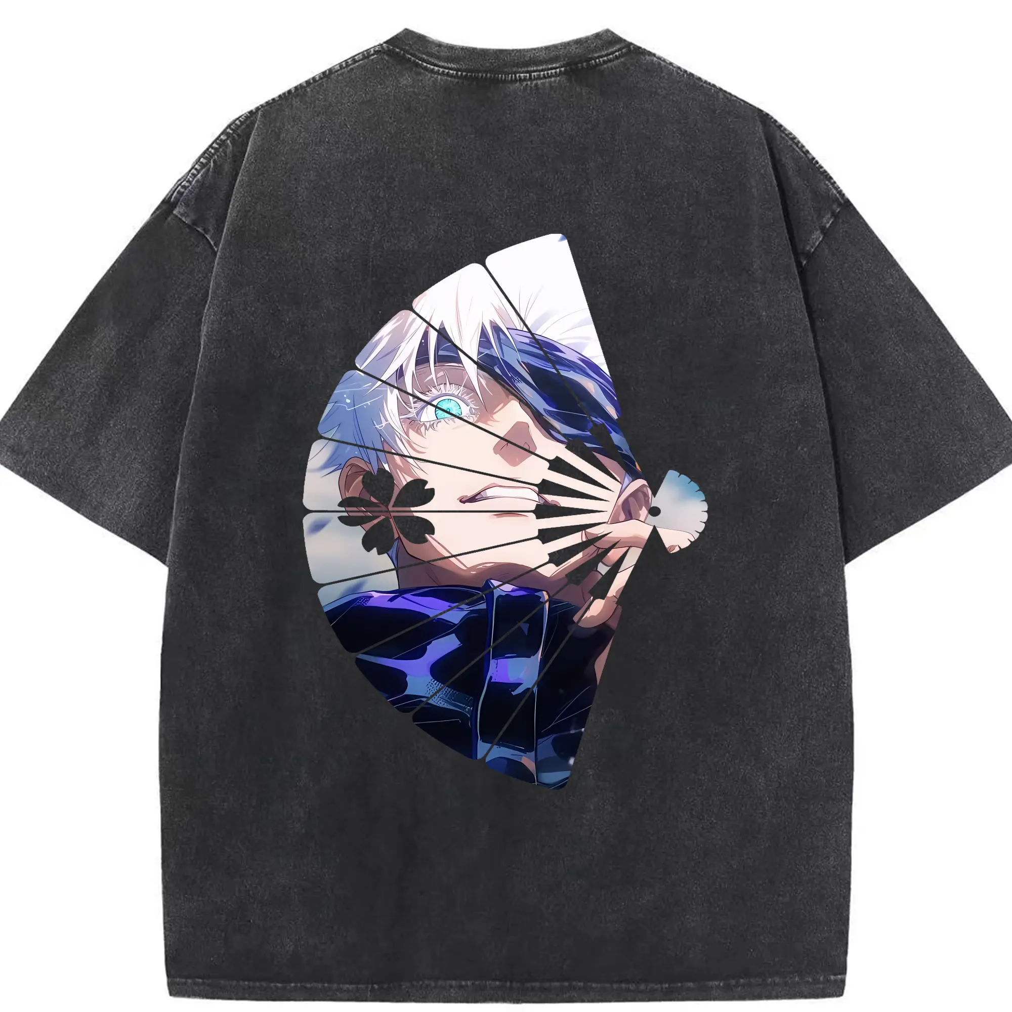 呪術廻戦 グッズ,五条 悟 - 綿100％ ヴィンテージ風 半袖Tシャツ ・ 背面プリント ・ 柔らか肌触り ・ 通気性 快適 ・ スポーツ カジュアル 外出用