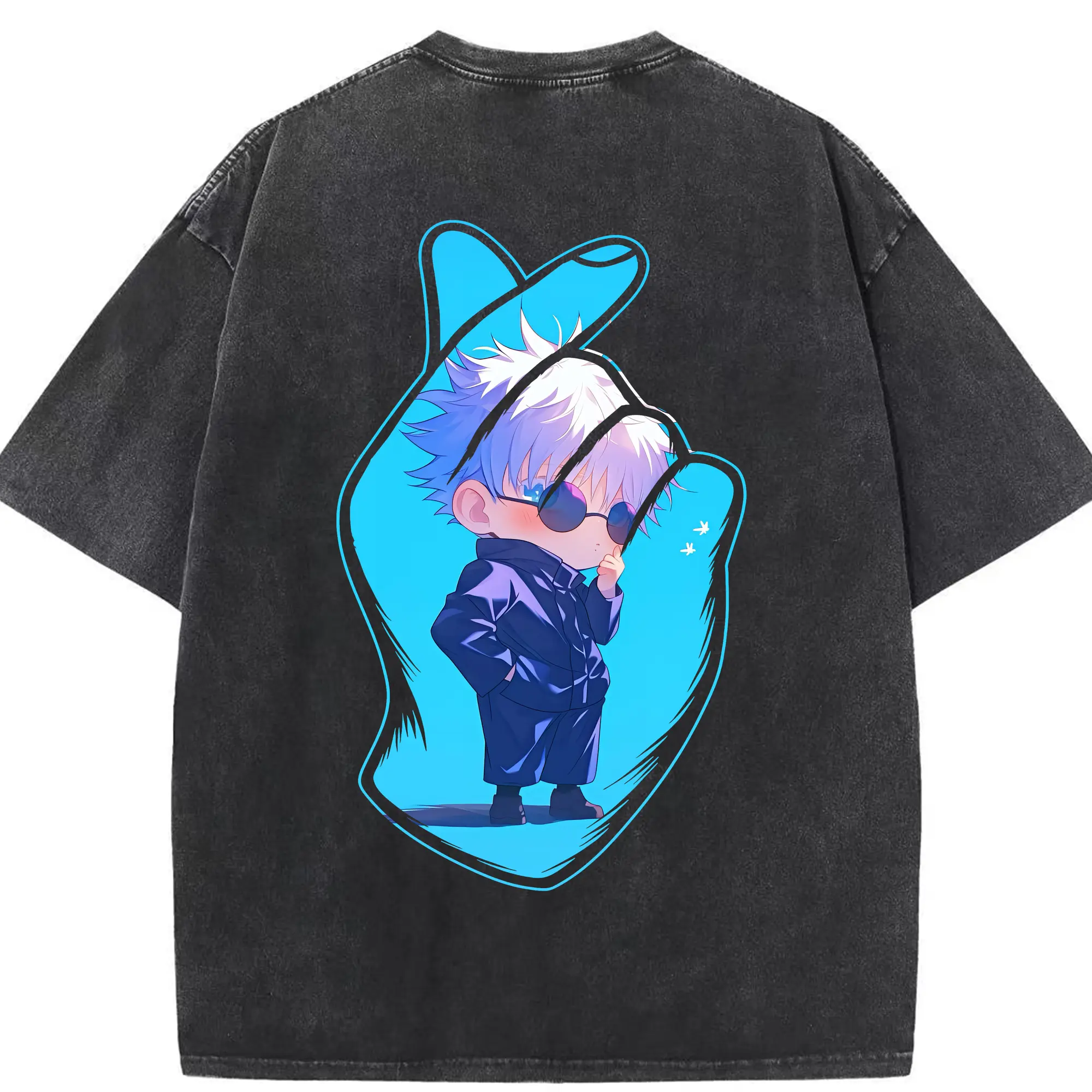 呪術廻戦 グッズ,五条 悟 - 綿100％ ヴィンテージ風 半袖Tシャツ ・ 背面プリント ・ 柔らか肌触り ・ 通気性 快適 ・ スポーツ カジュアル 外出用