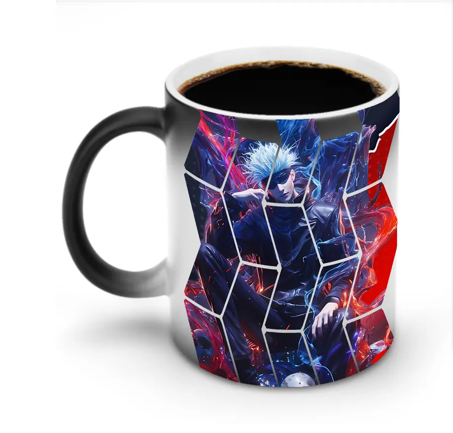 呪術廻戦 グッズ,五条 悟 - 変色マグカップ ・ セラミック ・ 熱転写プリント ・ 耐久性 高品質 ・ ギフト・自宅用 コーヒー お茶