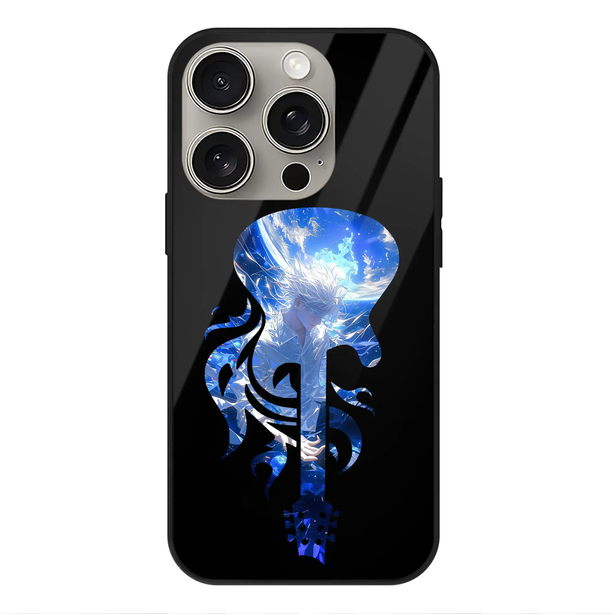 呪術廻戦 グッズ,五条 悟 - IPhone15Pro対応 ・ スマホケース ・ 背面ガラス ・ TPU+強化ガラス ・ 耐衝撃 ・ 黄変防止 ・ ワイヤレス充電対応 ・ 3D立体ボタン