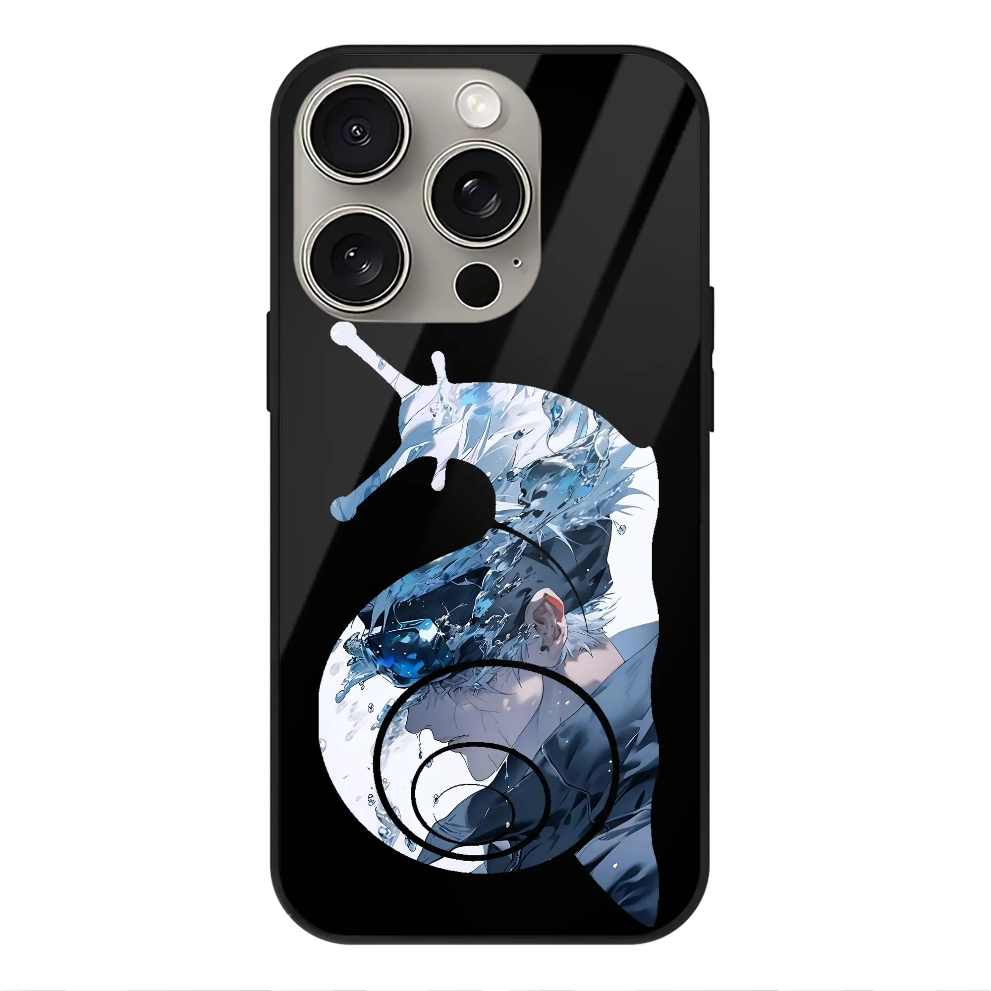 呪術廻戦 グッズ,五条 悟 - IPhone15Pro対応 ・ スマホケース ・ 背面ガラス ・ TPU+強化ガラス ・ 耐衝撃 ・ 黄変防止 ・ ワイヤレス充電対応 ・ 3D立体ボタン