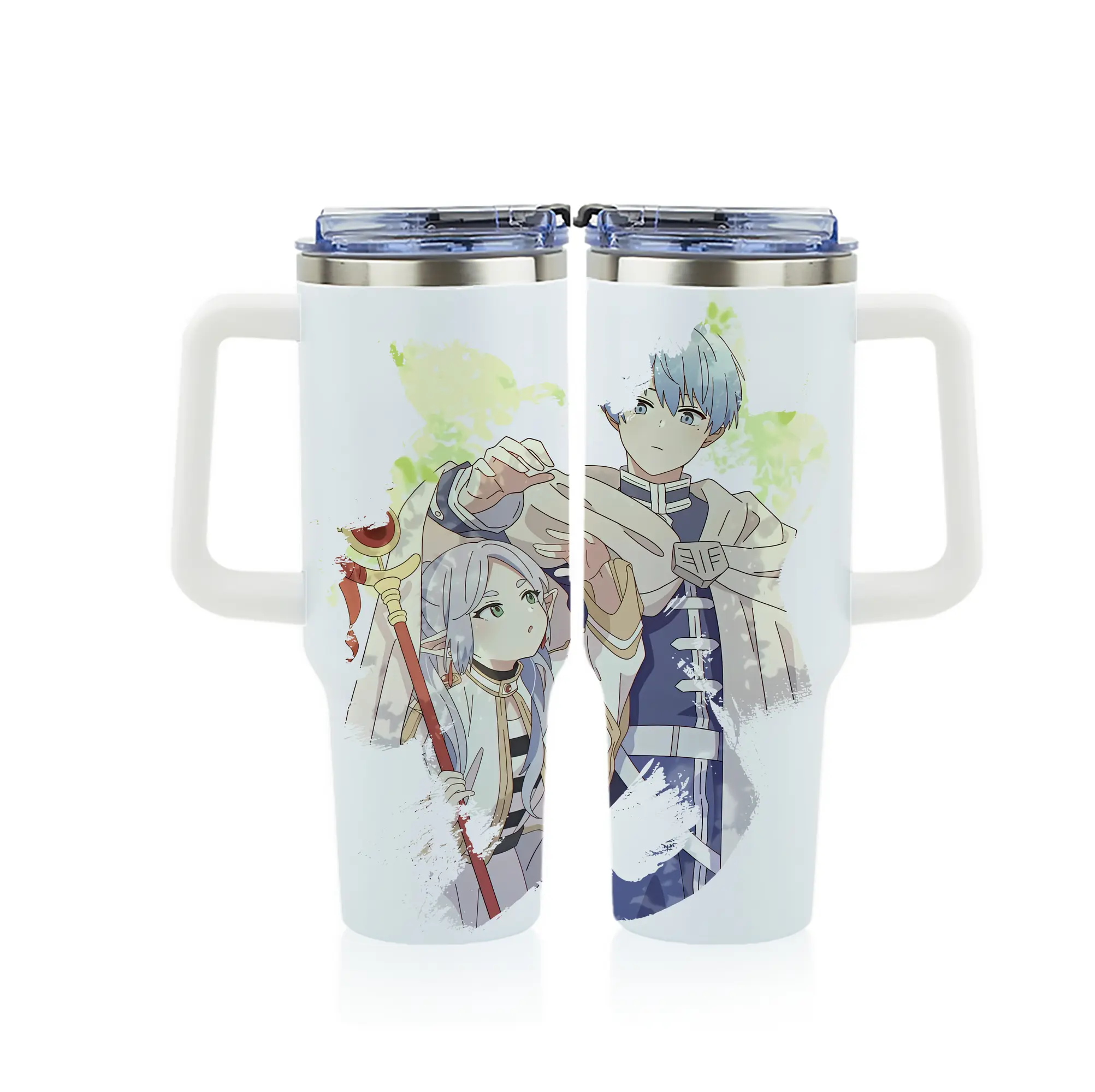 葬送のフリーレン（Frieren） グッズ,ヒンメル（Himmel） - 1200mL フルプリント車用タンブラー ・ 304ステンレス 内側 ・ 201ステンレス 外側 ・ 保温 保冷 ・ 通勤 ドライブ アウトドア用