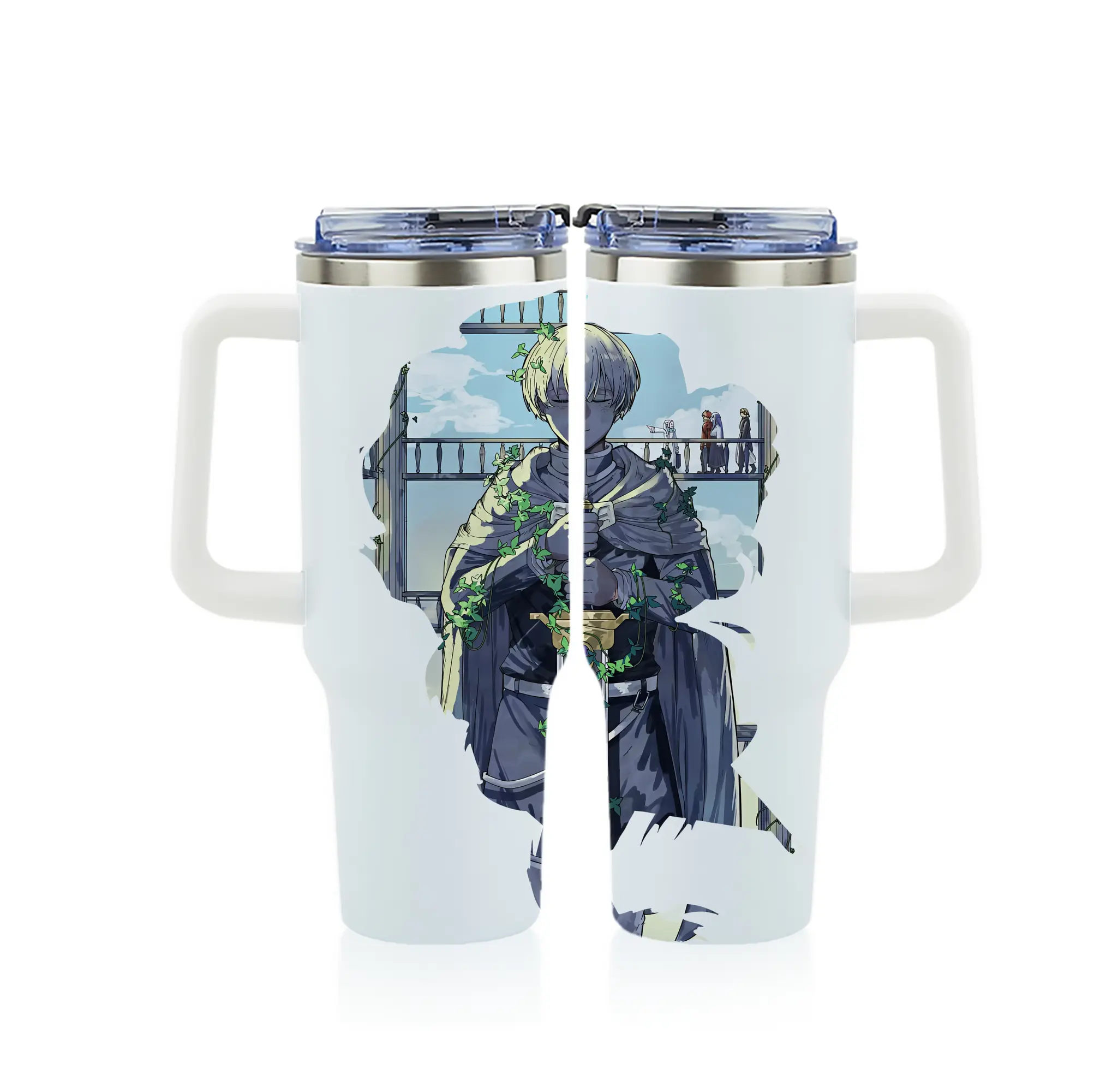 葬送のフリーレン（Frieren） グッズ,ヒンメル（Himmel） - 1200mL フルプリント車用タンブラー ・ 304ステンレス 内側 ・ 201ステンレス 外側 ・ 保温 保冷 ・ 通勤 ドライブ アウトドア用