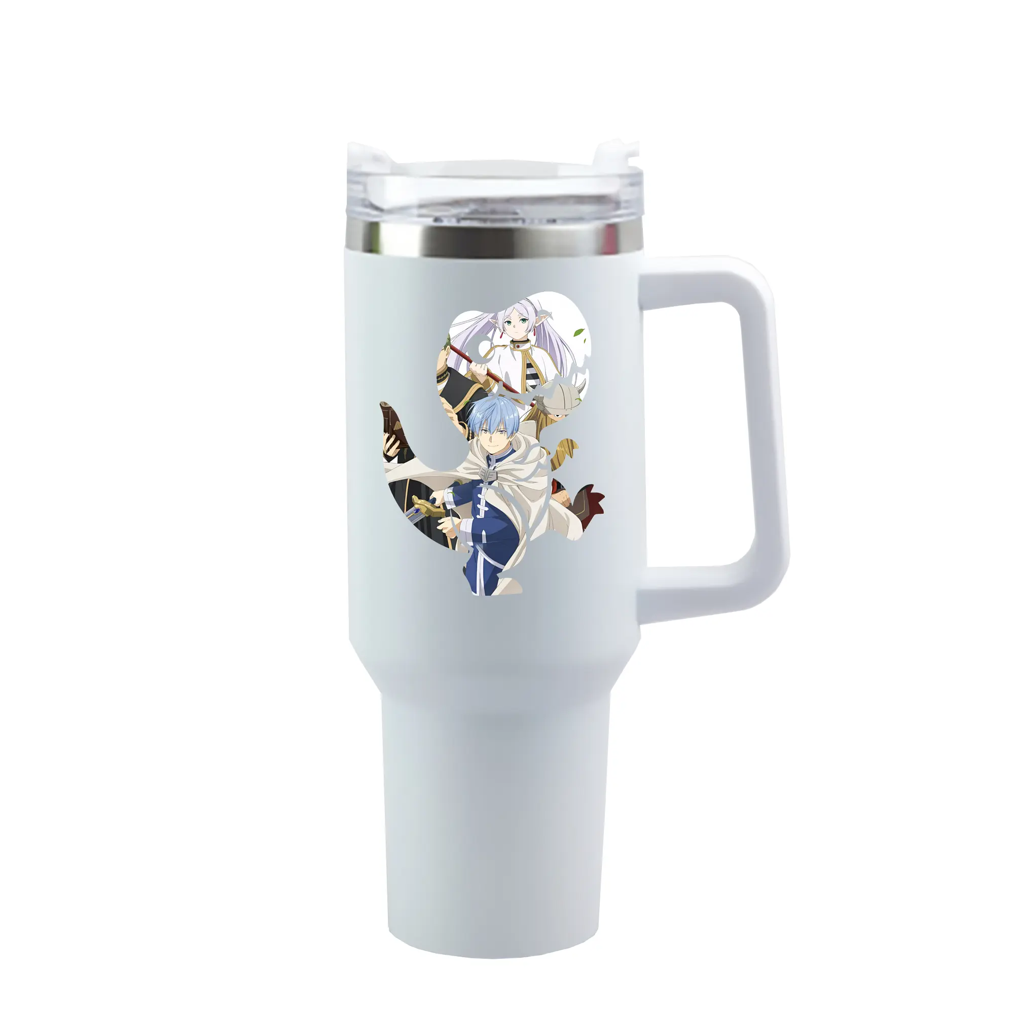 葬送のフリーレン（Frieren） グッズ,ヒンメル（Himmel） - 1200mL 車用タンブラー ・ クリスタルステッカー ・ 304ステンレス 内側 ・ 201ステンレス 外側 ・ 保温 保冷 ・ ハンドル＆ストロー付き ・ 通勤 ドライブ アウトドア用
