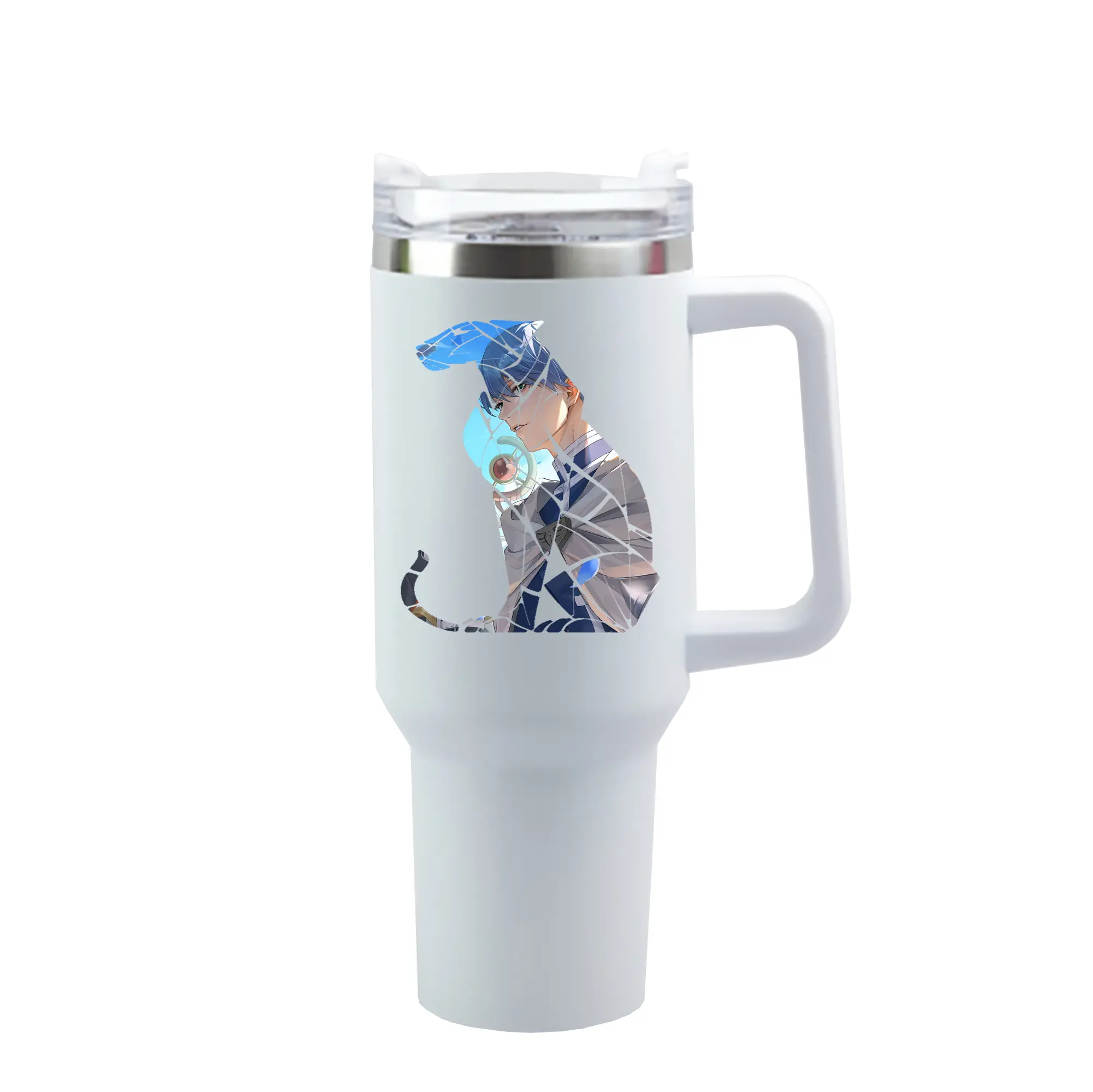 葬送のフリーレン（Frieren） グッズ,ヒンメル（Himmel） - 1200mL 車用タンブラー ・ クリスタルステッカー ・ 304ステンレス 内側 ・ 201ステンレス 外側 ・ 保温 保冷 ・ ハンドル＆ストロー付き ・ 通勤 ドライブ アウトドア用