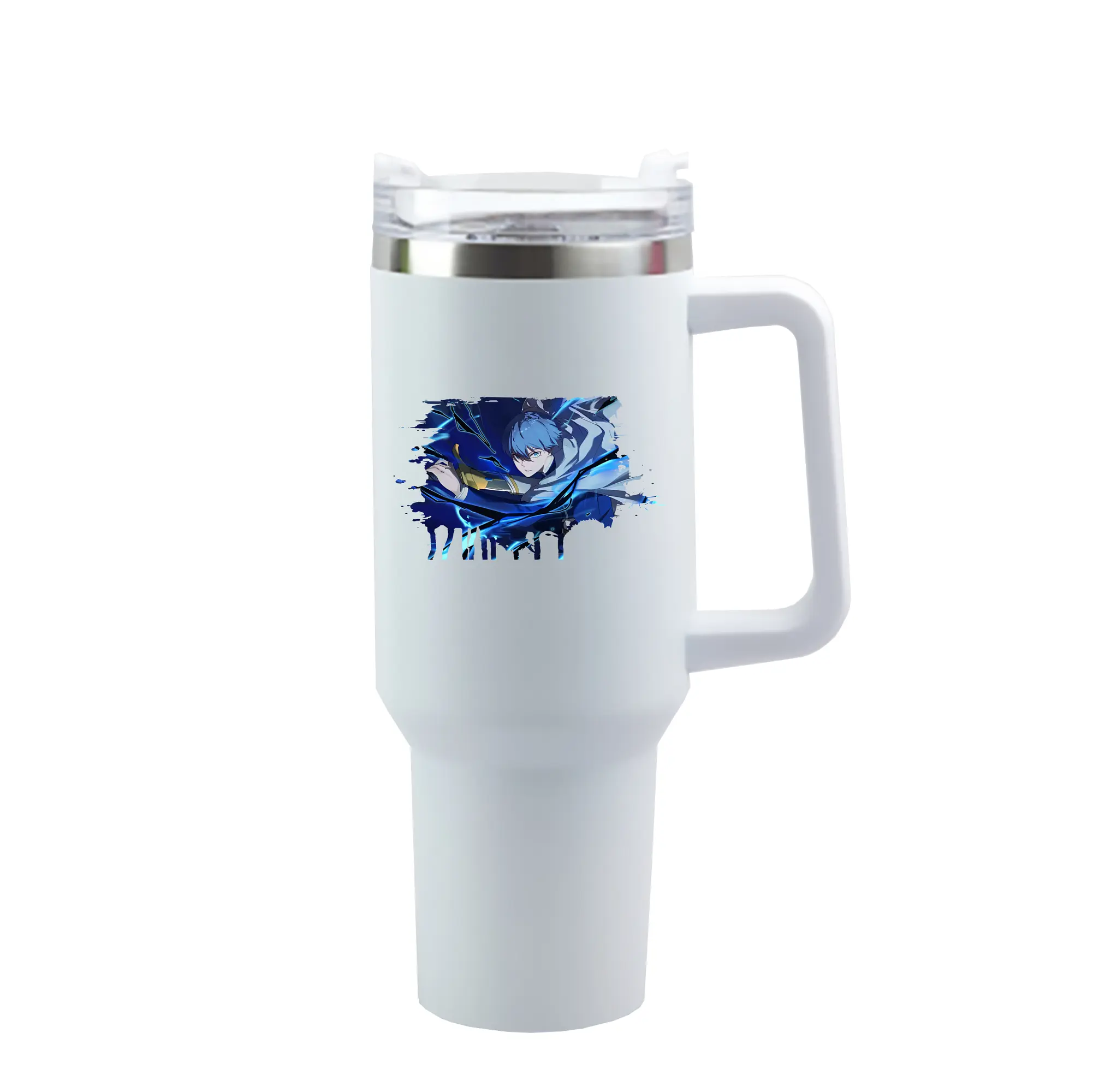 葬送のフリーレン（Frieren） グッズ,ヒンメル（Himmel） - 1200mL 車用タンブラー ・ クリスタルステッカー ・ 304ステンレス 内側 ・ 201ステンレス 外側 ・ 保温 保冷 ・ ハンドル＆ストロー付き ・ 通勤 ドライブ アウトドア用